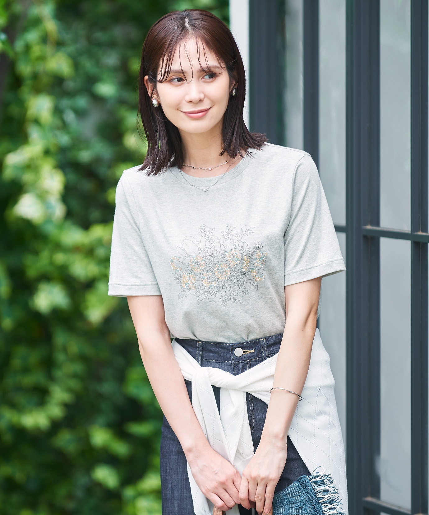 レディース コットン フラワープリント Tシャツ通販 [0102-54203