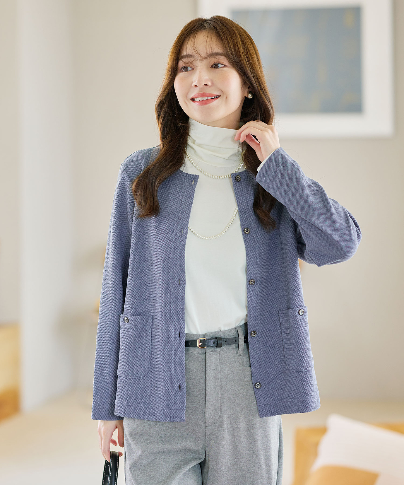 極美品 ドルモア カーディガン イエロー コットン イタリア製 春 レディース 杢調 クルーネック カーディガン通販 [0102-55215