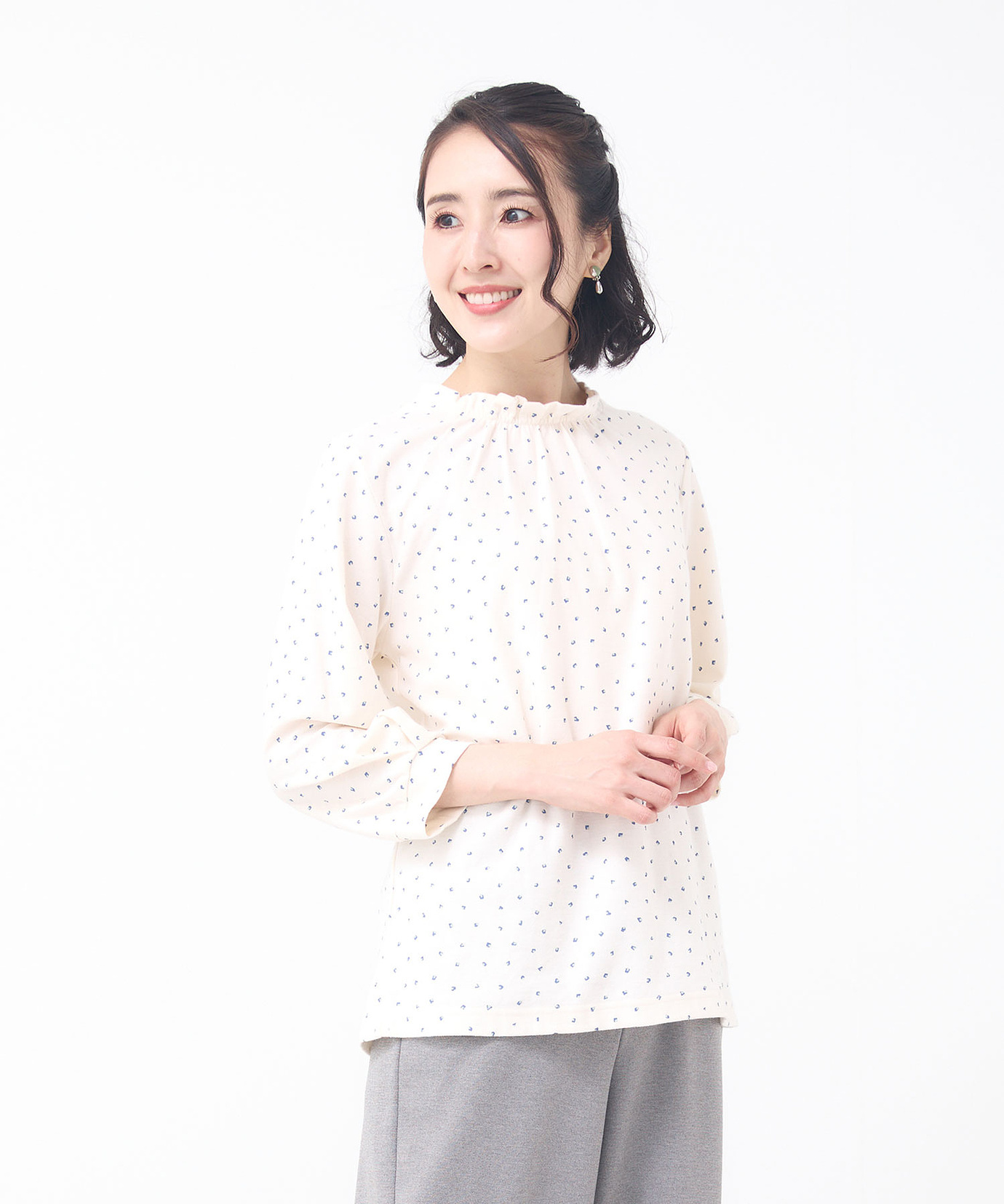 レディース 幾何学模様 ギャザー カットソー通販 [0102-55218