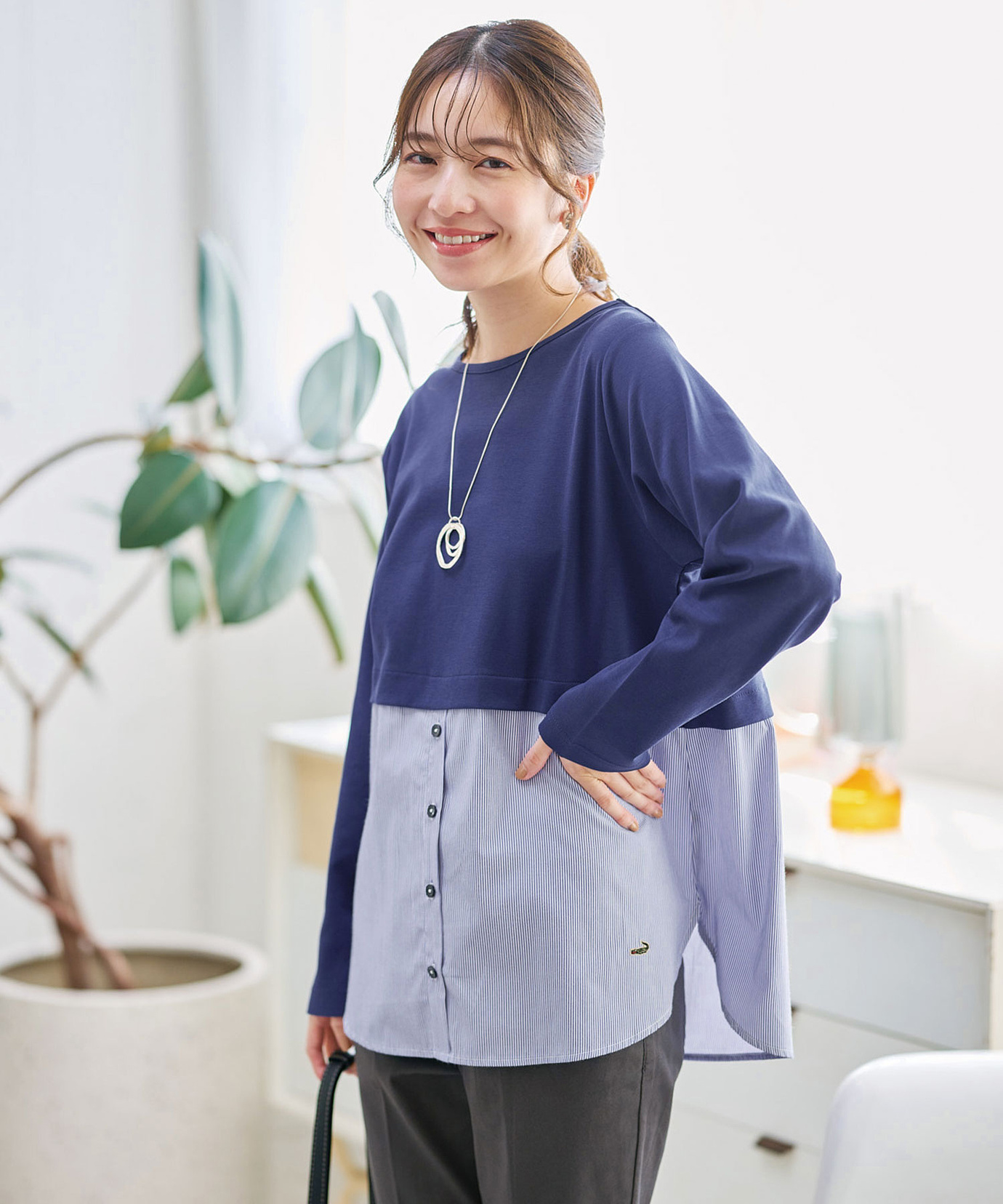 レディース 布帛 ドッキング チュニック通販 [0102-55222