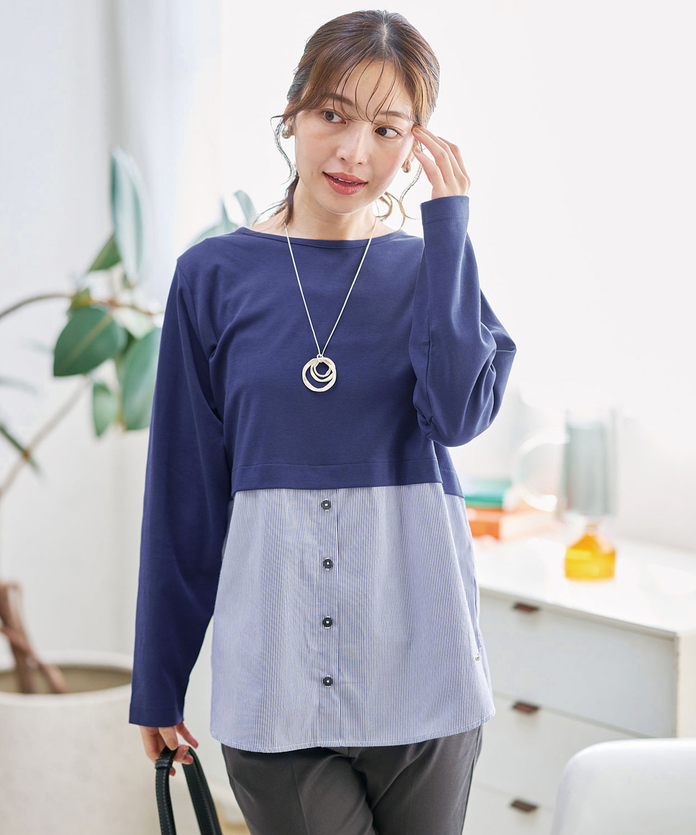 レディース 布帛 ドッキング チュニック通販 [0102-55222