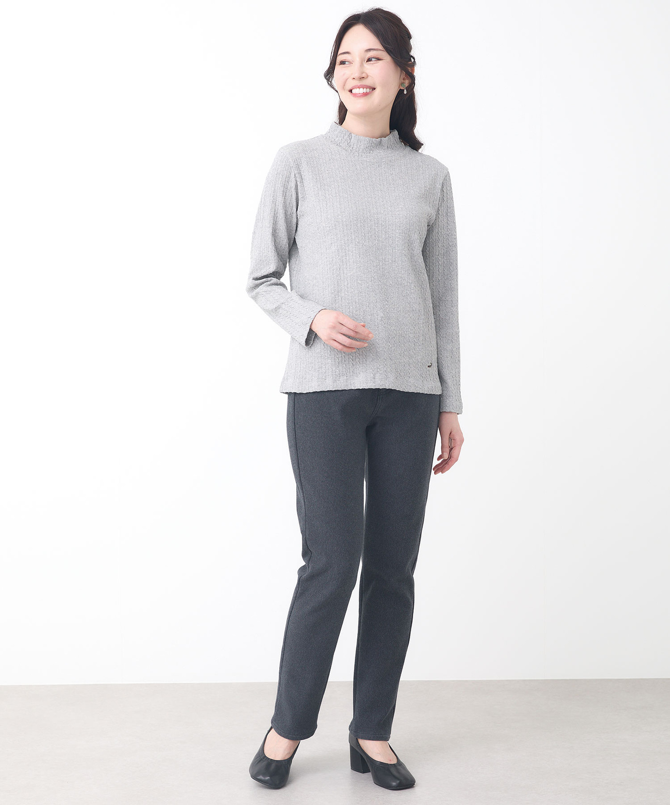47389　PLEATSPLEASE　ケーブル柄　ハイネック　カットソー 47389 PLEATSPLEASE ケーブル柄 ハイネック カットソー - メルカリ