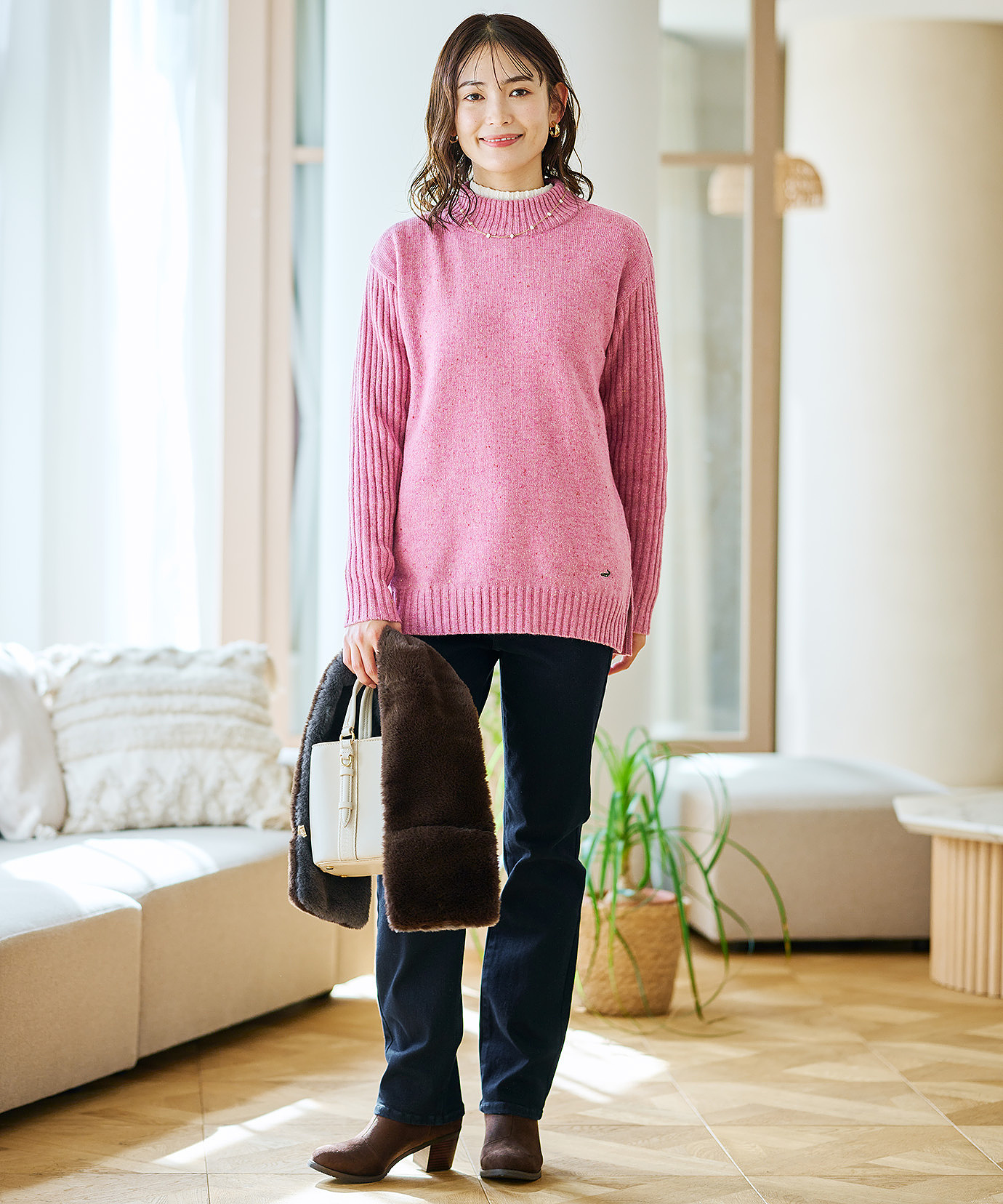 レディース ケーブル柄 ハイネック カットソー通販 [0102-55223