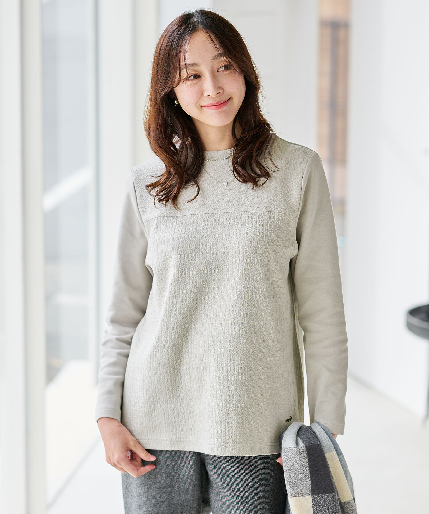 レディース ジャカード 切り替え カットソー通販 [0102-56205