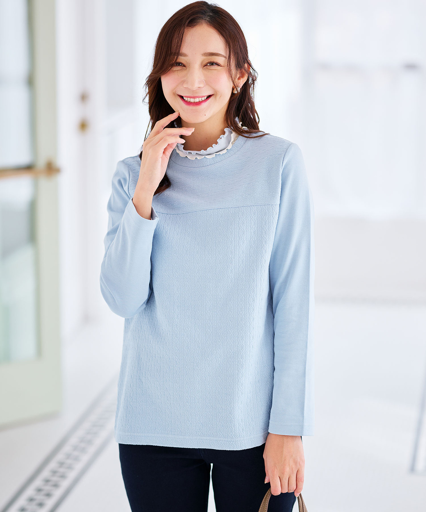 レディース ジャカード 切り替え カットソー通販 [0102-56205