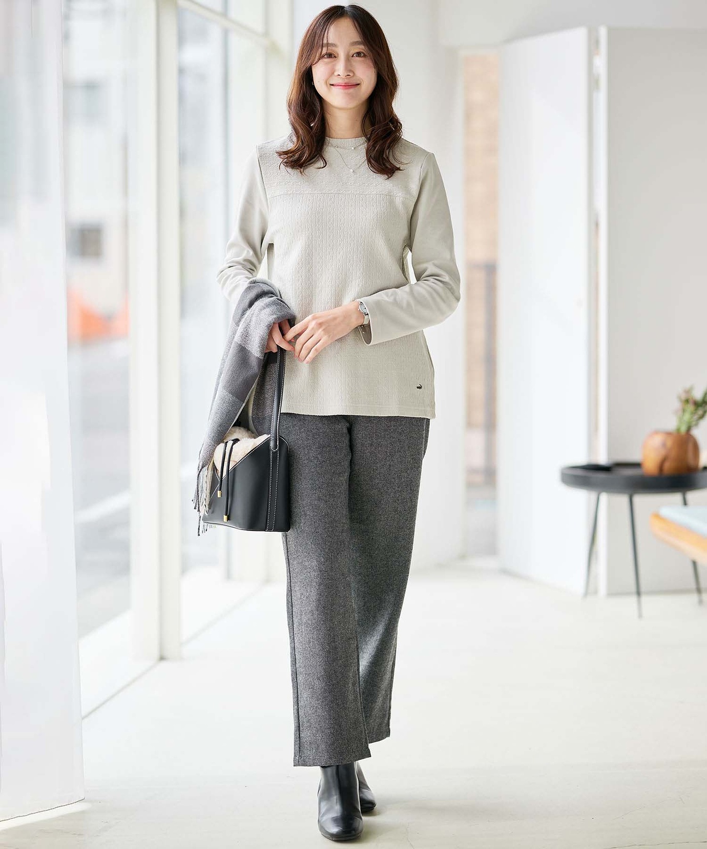 レディース ジャカード 切り替え カットソー通販 [0102-56205