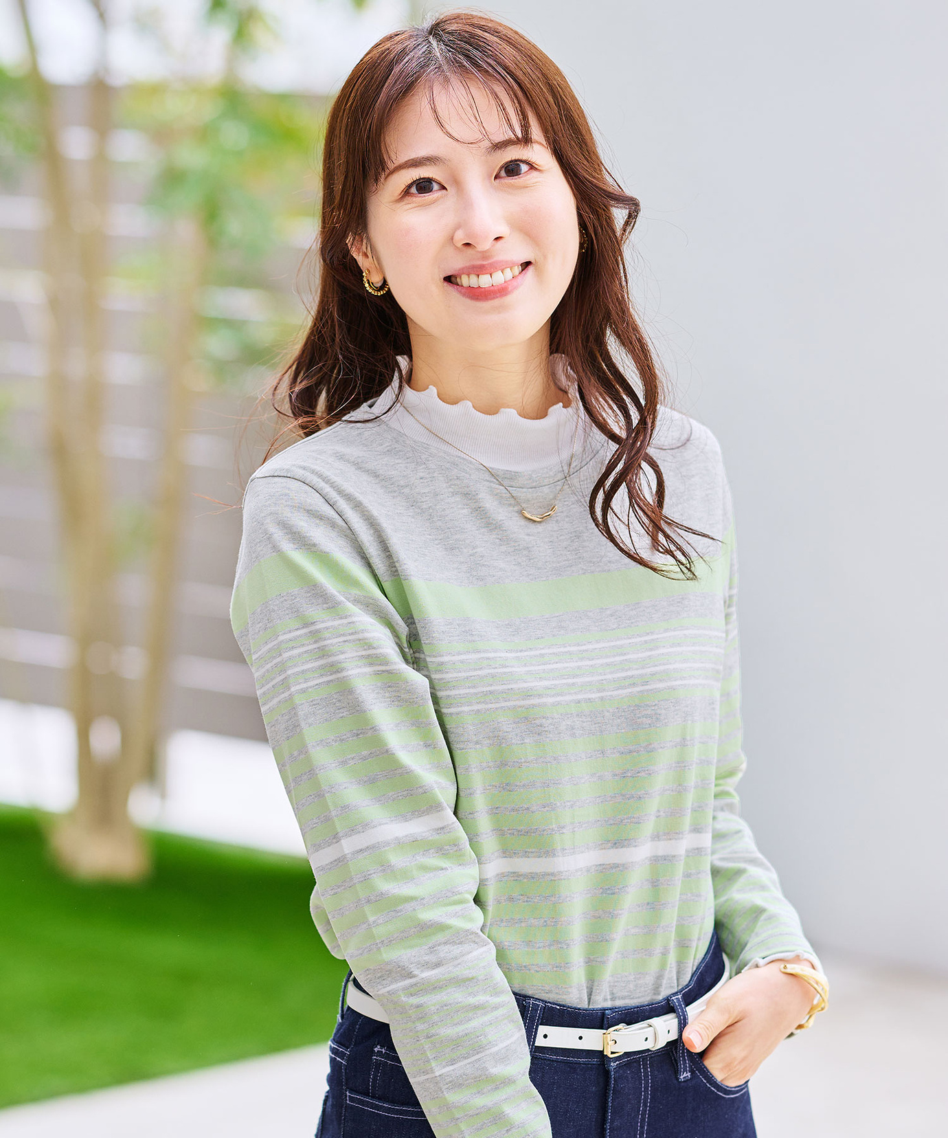レディース パネルボーダー 長袖 Tシャツ通販 [0102-61209