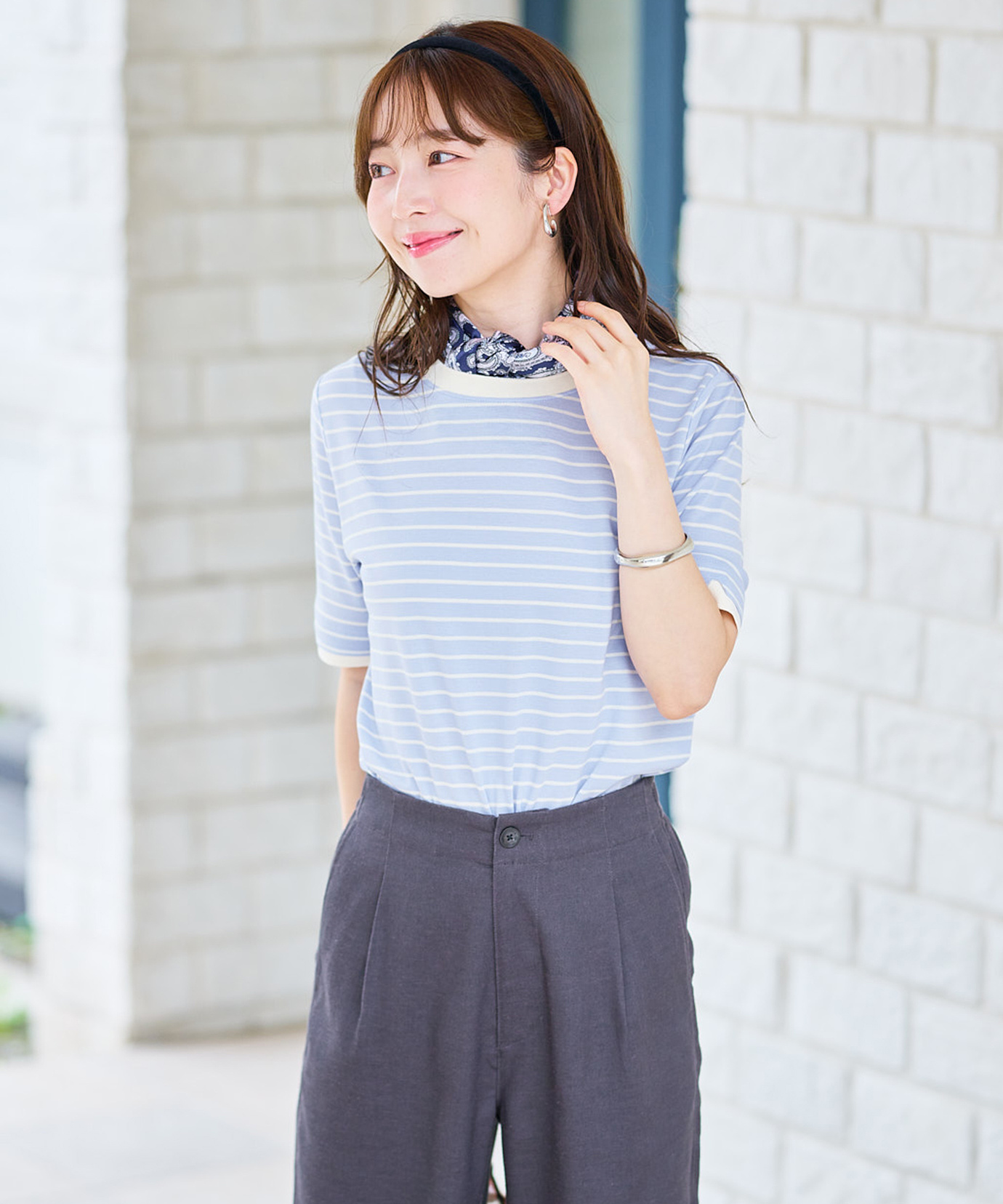 レディース スノーコットン 鹿の子ボーダー Tシャツ【接触冷感】通販