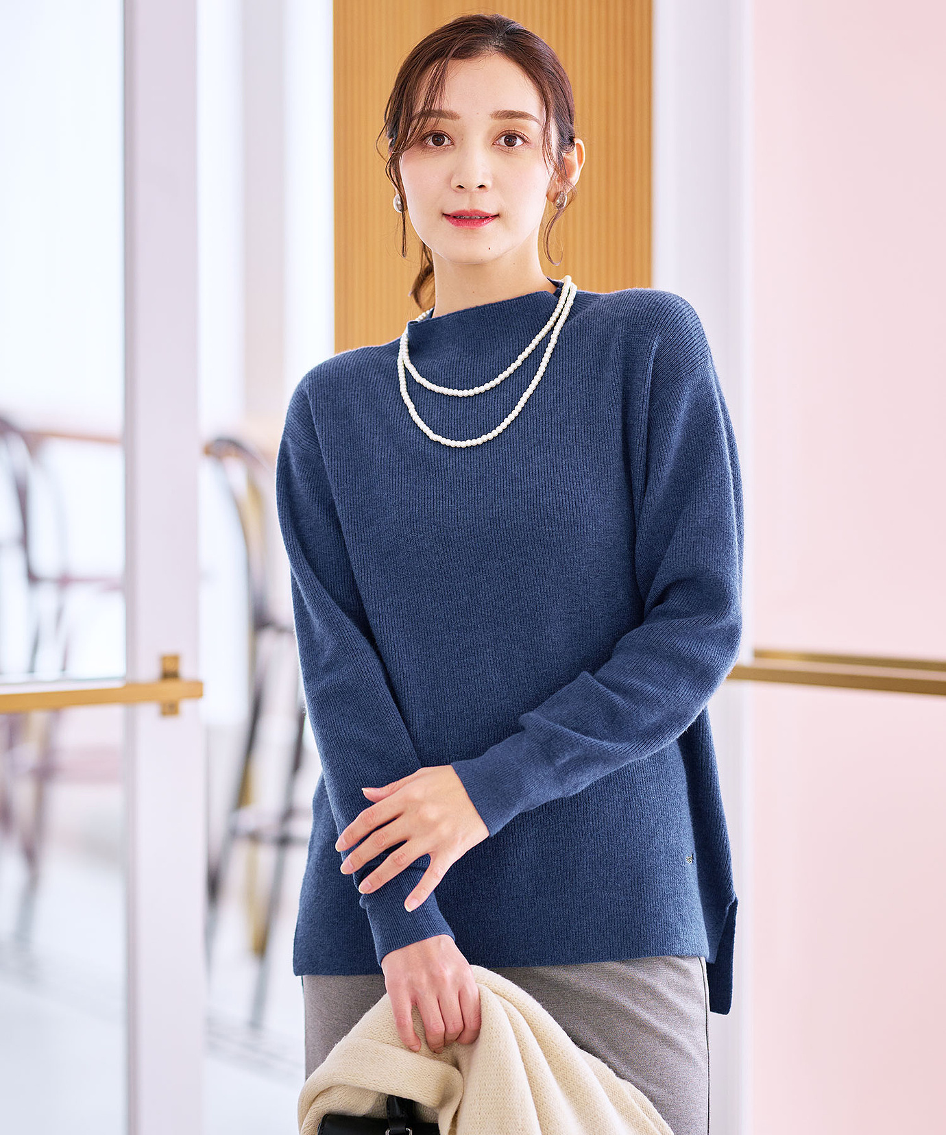 レディース ウールブレンド ボトルネック ニット【手洗いOK】通販