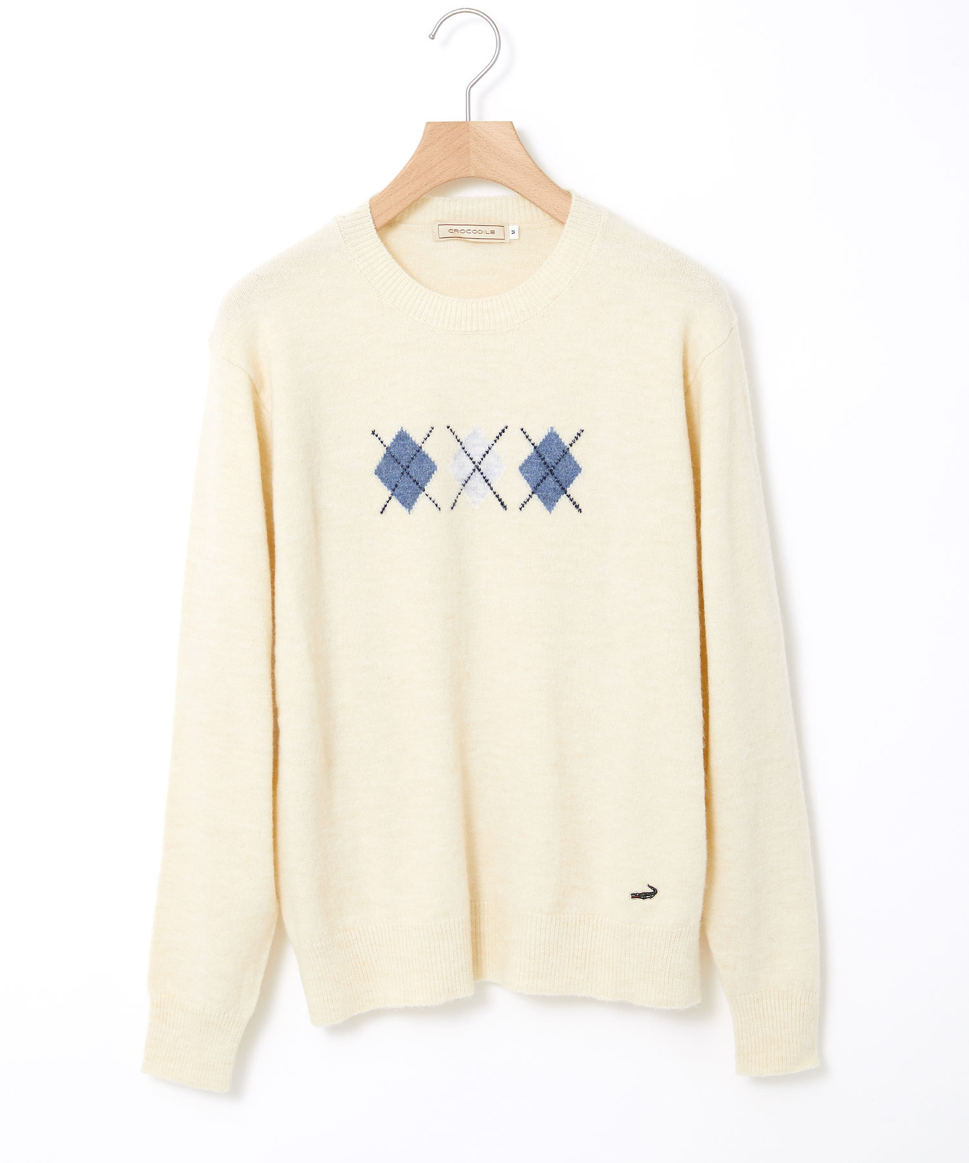 Glenmac アーガイルセーター アイボリー レディース ウールブレンド アーガイル ニット【手洗いOK】通販 [0103