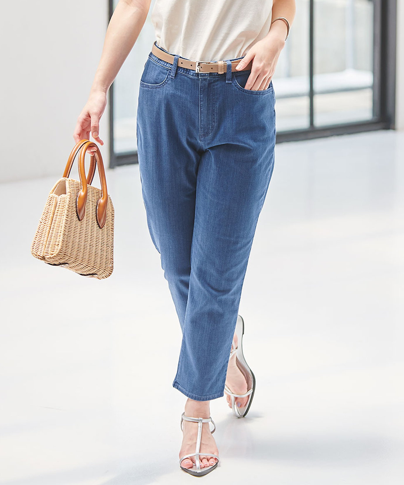 レディース デニム クロップド丈 パンツ【接触冷感】通販 [0105-53503