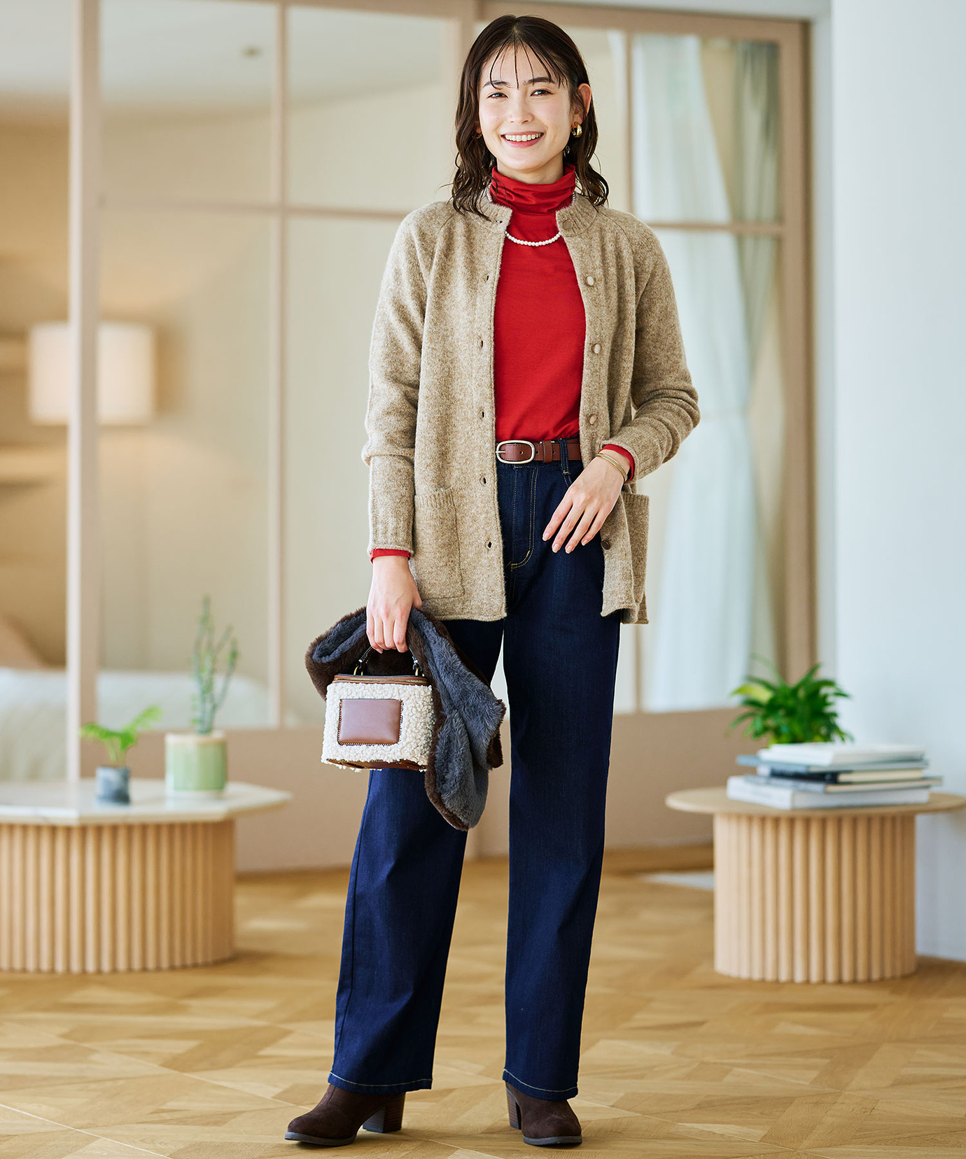 レディース セミワイド ストレッチデニム パンツ通販 [0105-55502