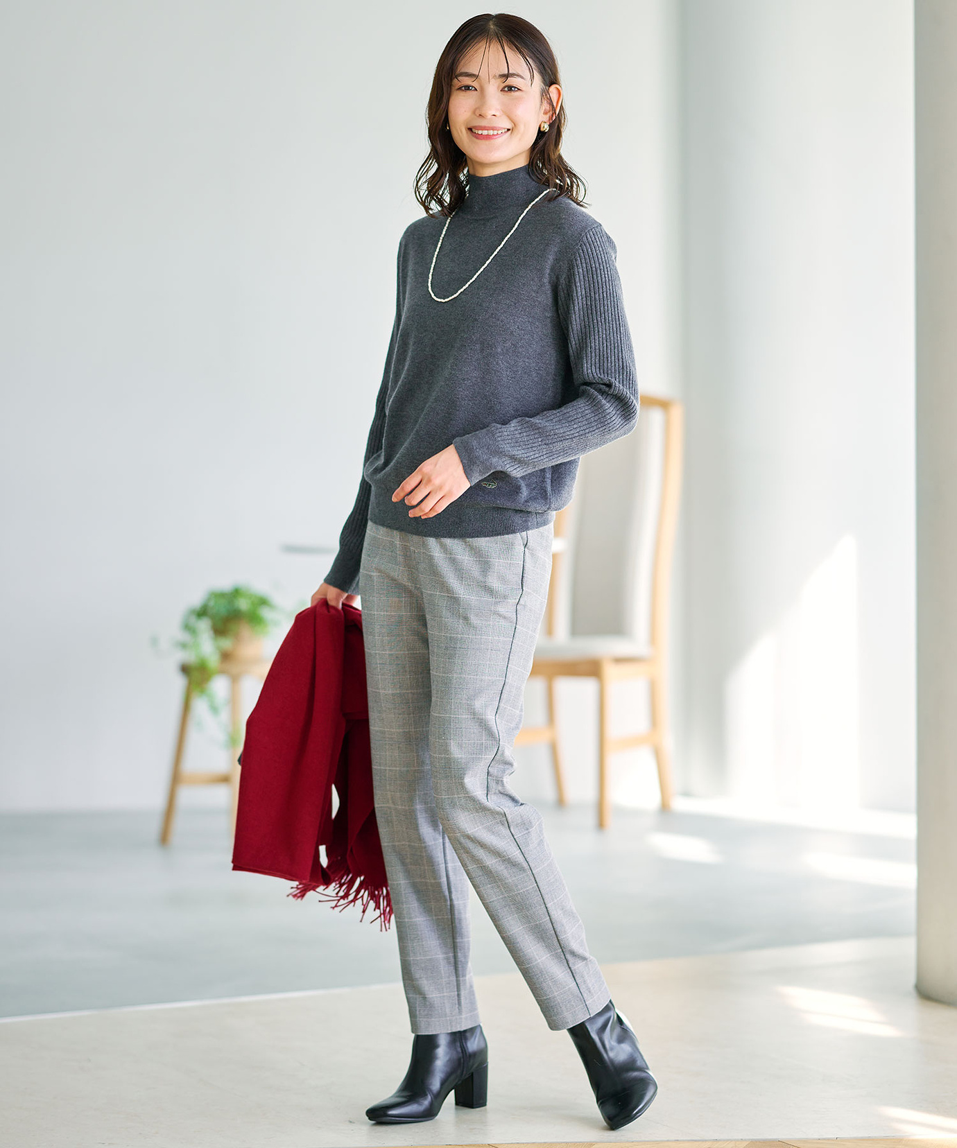 レディース チェック柄 テーパード パンツ通販 [0105-55507