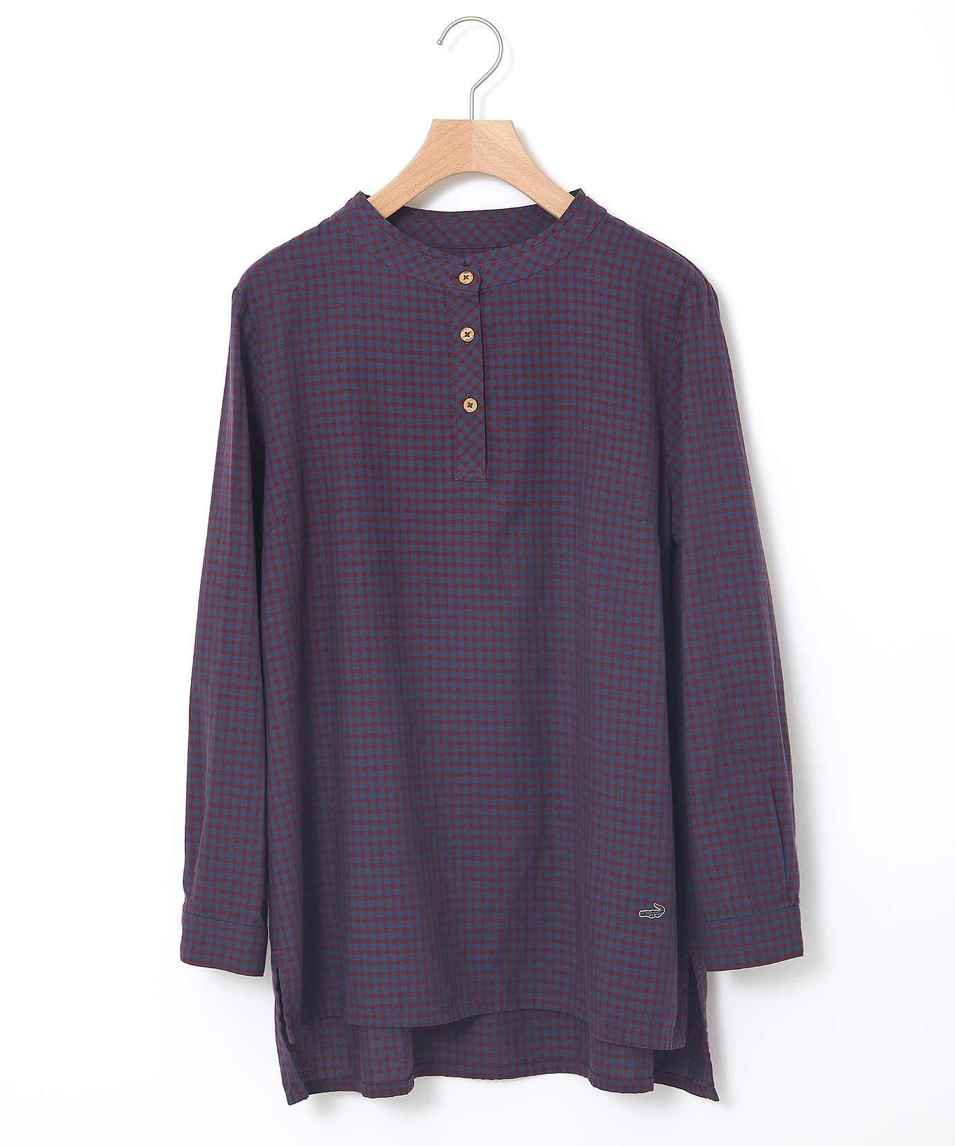 レディース バンドカラー ギンガム チュニック通販 [0121-45707