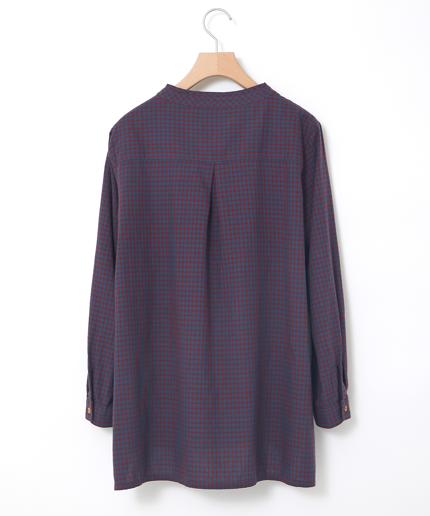 レディース バンドカラー ギンガム チュニック通販 [0121-45707