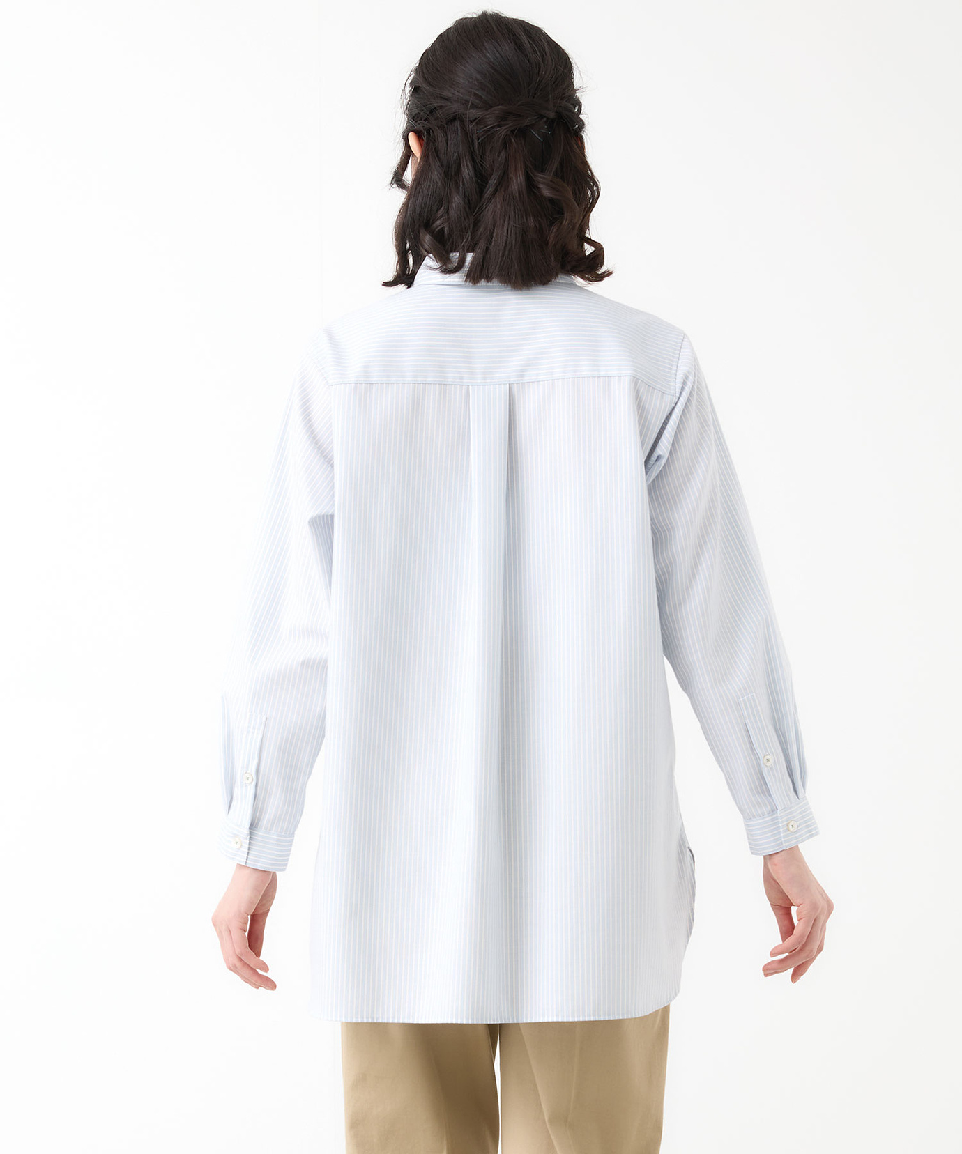 レディース ノンアイロン ストライプ チュニック【シワになりにくい