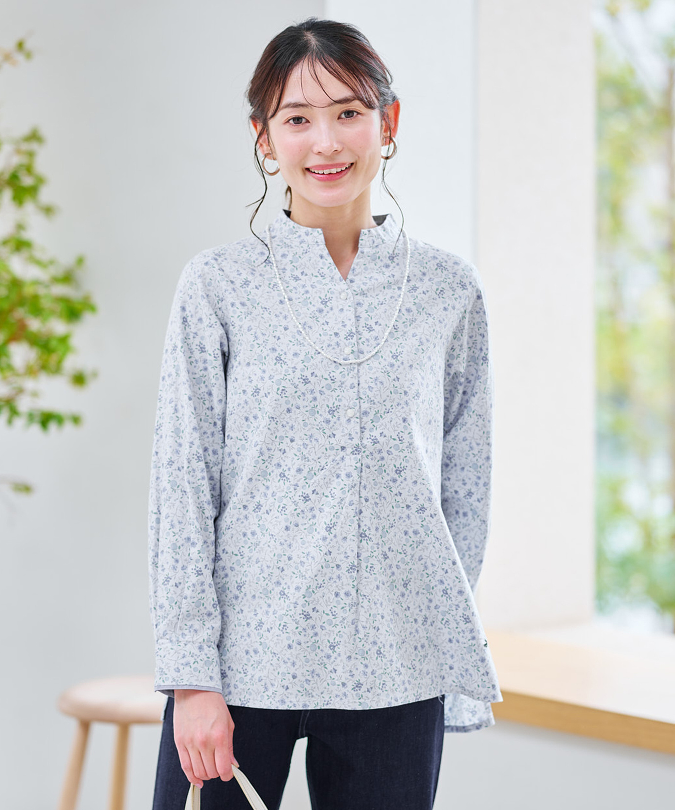 レディース 花柄 スキッパー チュニック通販 [0121-61703