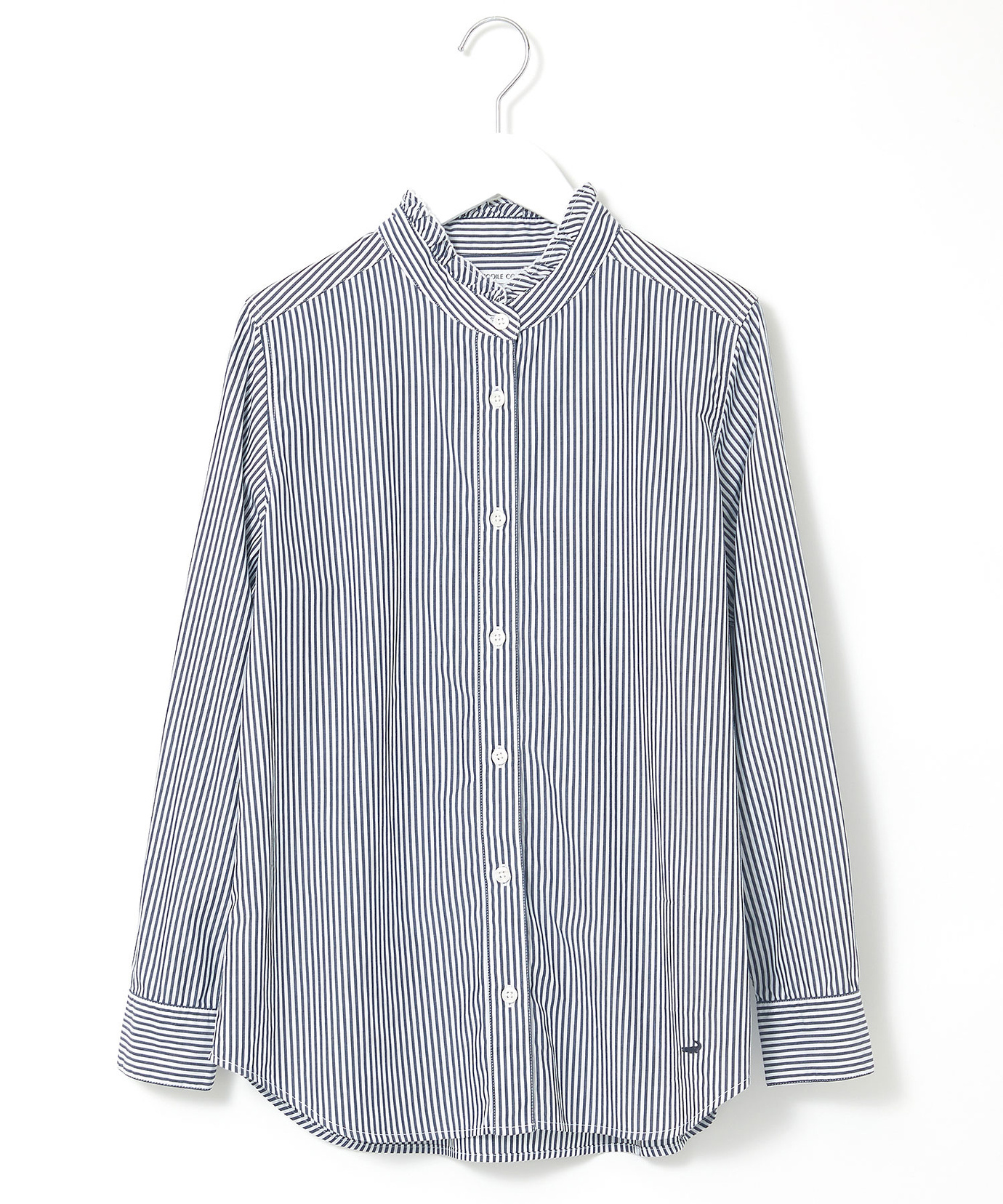 レディース 襟フリル ロンドンストライプ ブラウス【一部店舗限定