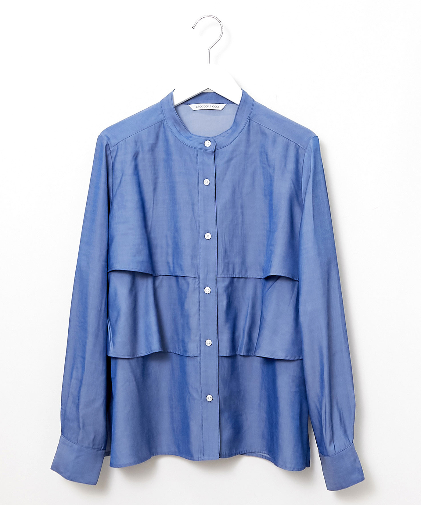 レディース バンドカラー ティアードデザイン ブラウス通販 [0201