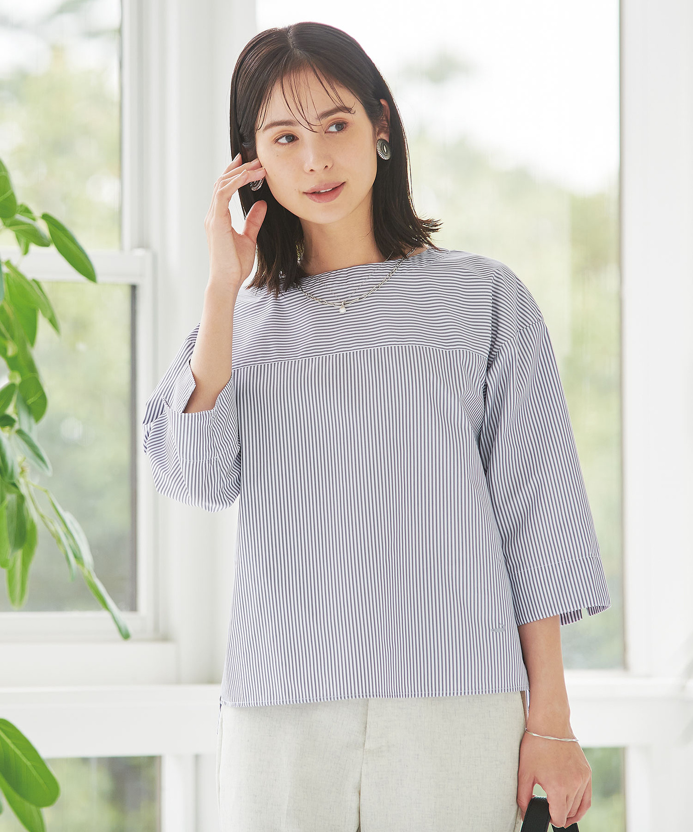 レディース ストライプ 七分袖 ブラウス【一部店舗限定】通販 [0201