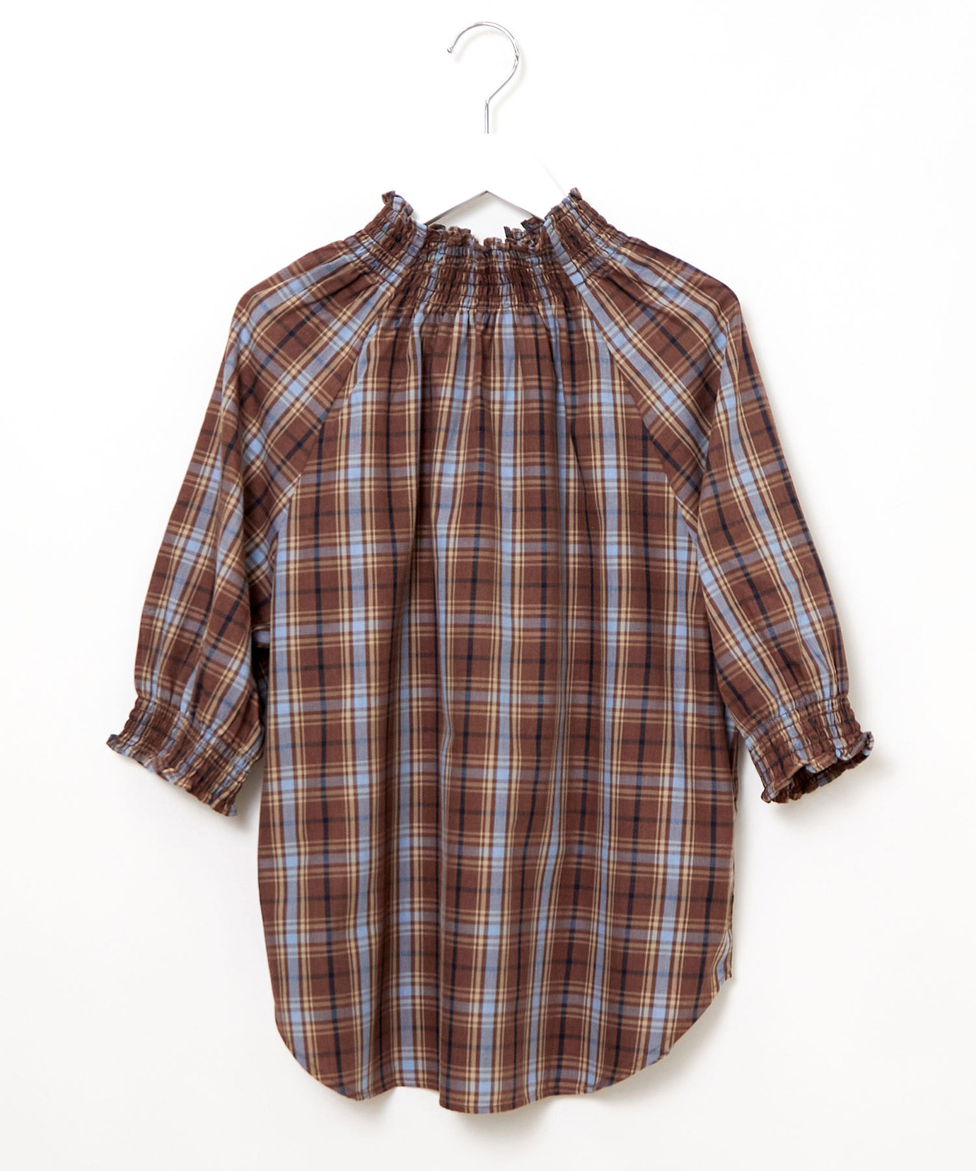 レディース シャーリング 2WAY チェックブラウス通販 [0201-55150