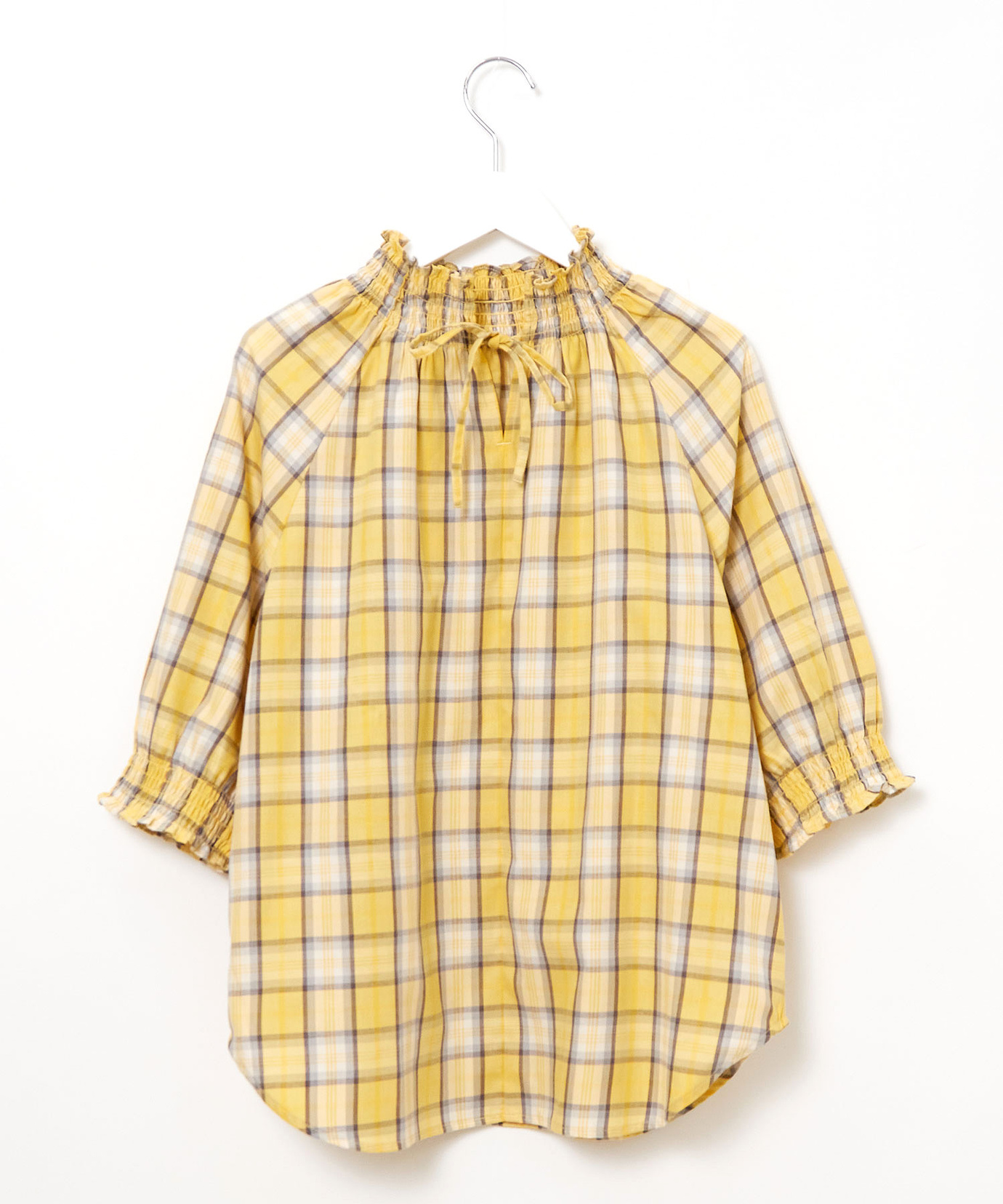 レディース シャーリング 2WAY チェックブラウス通販 [0201-55150