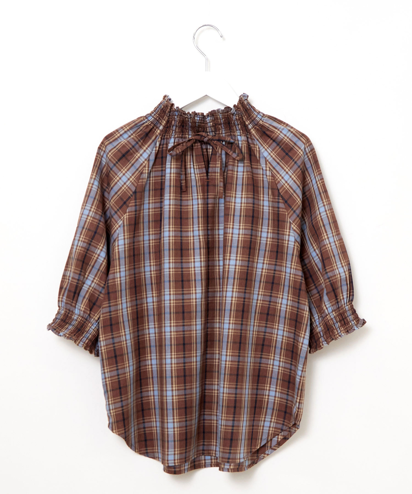 レディース シャーリング 2WAY チェックブラウス通販 [0201-55150