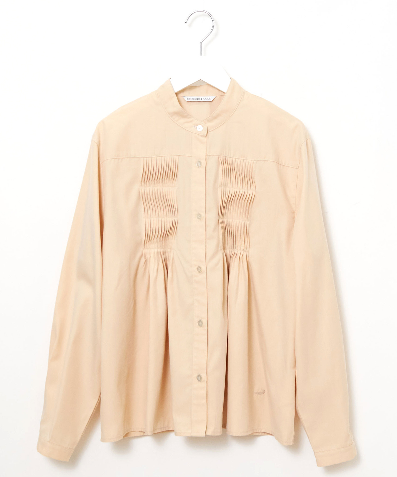 【新品未使用】pot and tea バンドカラー ピンタックブラウス SHIPS ブラウス シャツ 「洗濯機可能」ピンタック バンド カラー