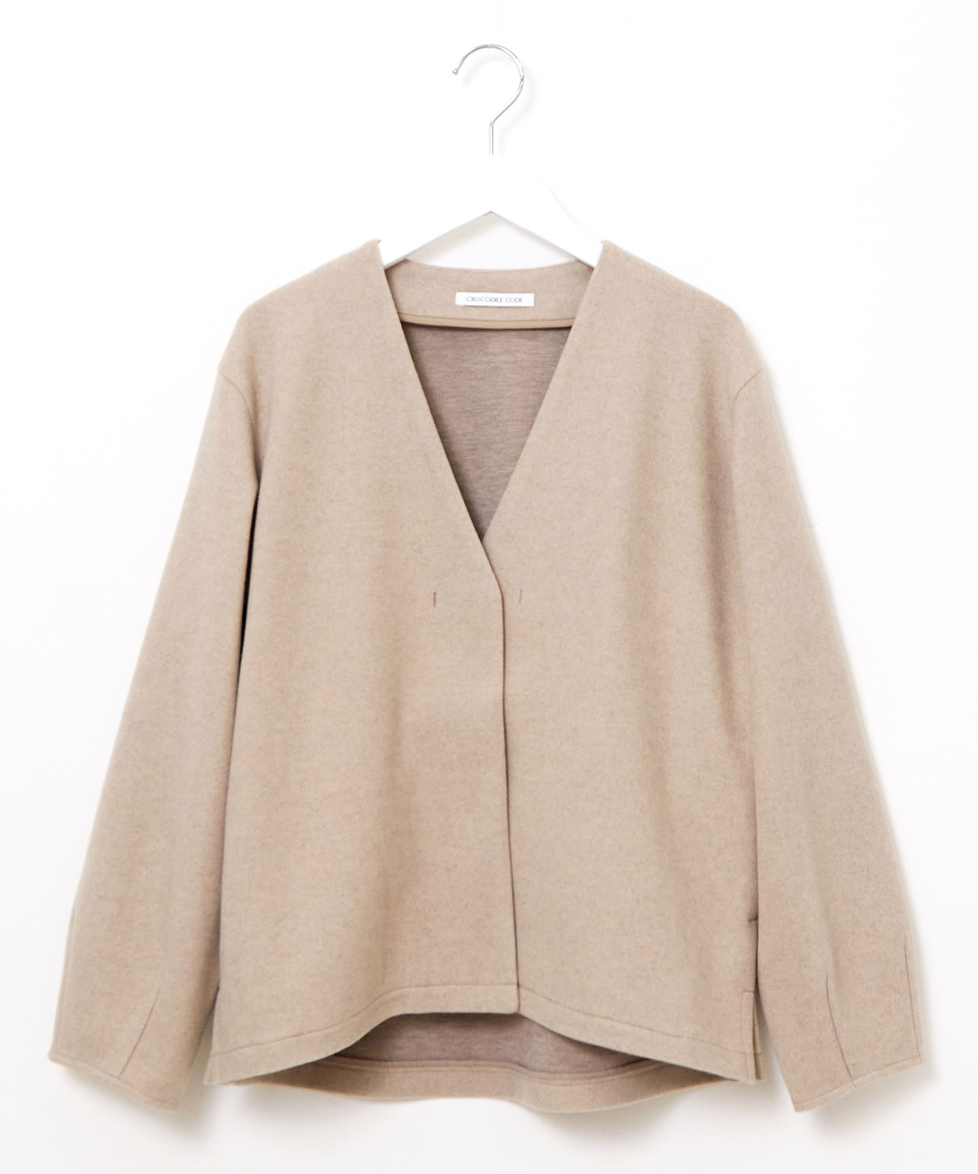 レディース ウールブレンド メルトン風 カットカーディガン【一部店舗