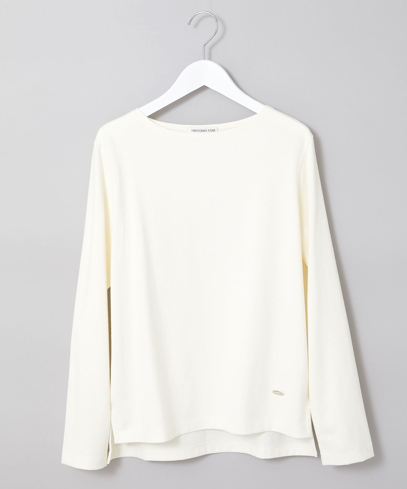 レディース コットンブレンド ボートネック 長袖Tシャツ通販 [0202