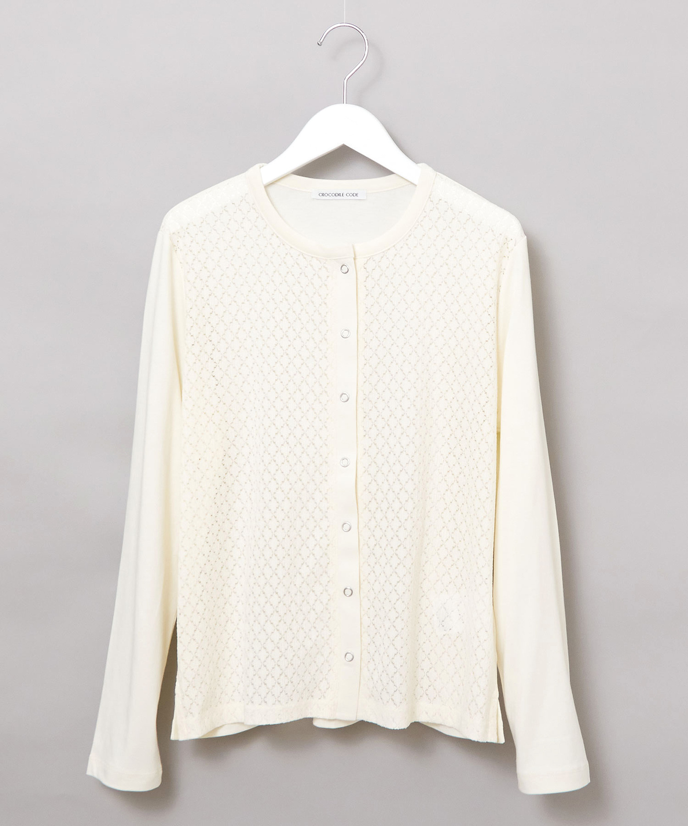 レディース コットンブレンド レース切り替え カーディガン通販 [0202