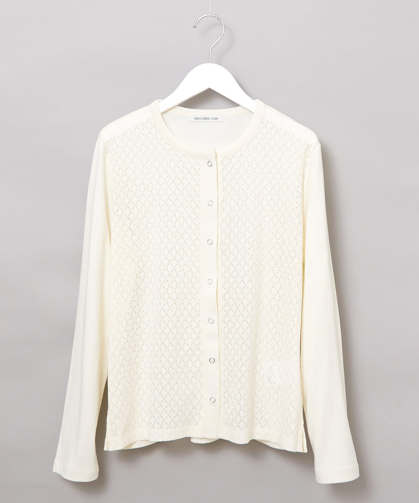 レディース コットンブレンド レース切り替え カーディガン通販 [0202