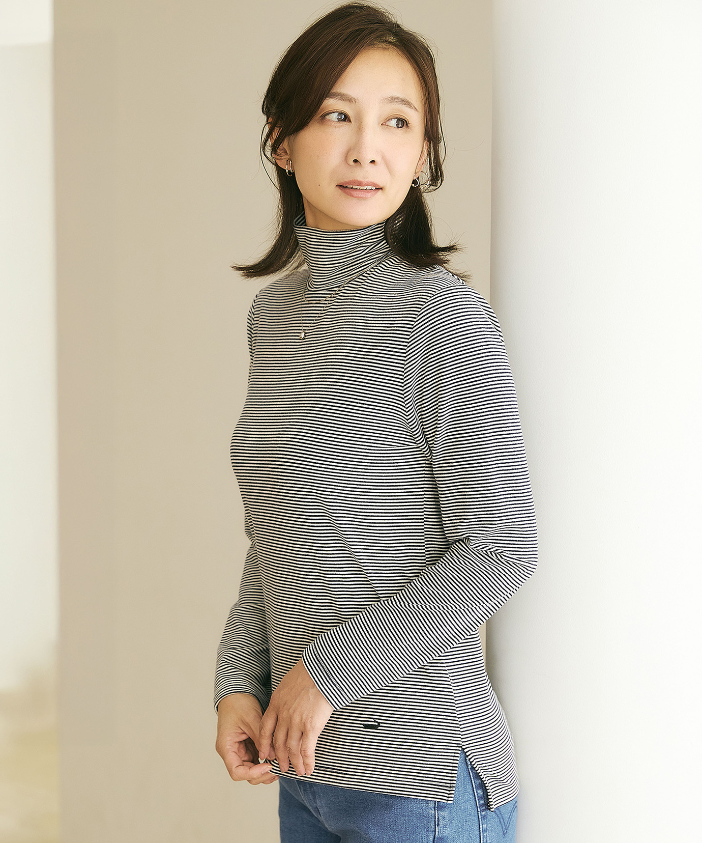 レディース 起毛 ストレッチ ハイネックカットソー通販 [0202-55261