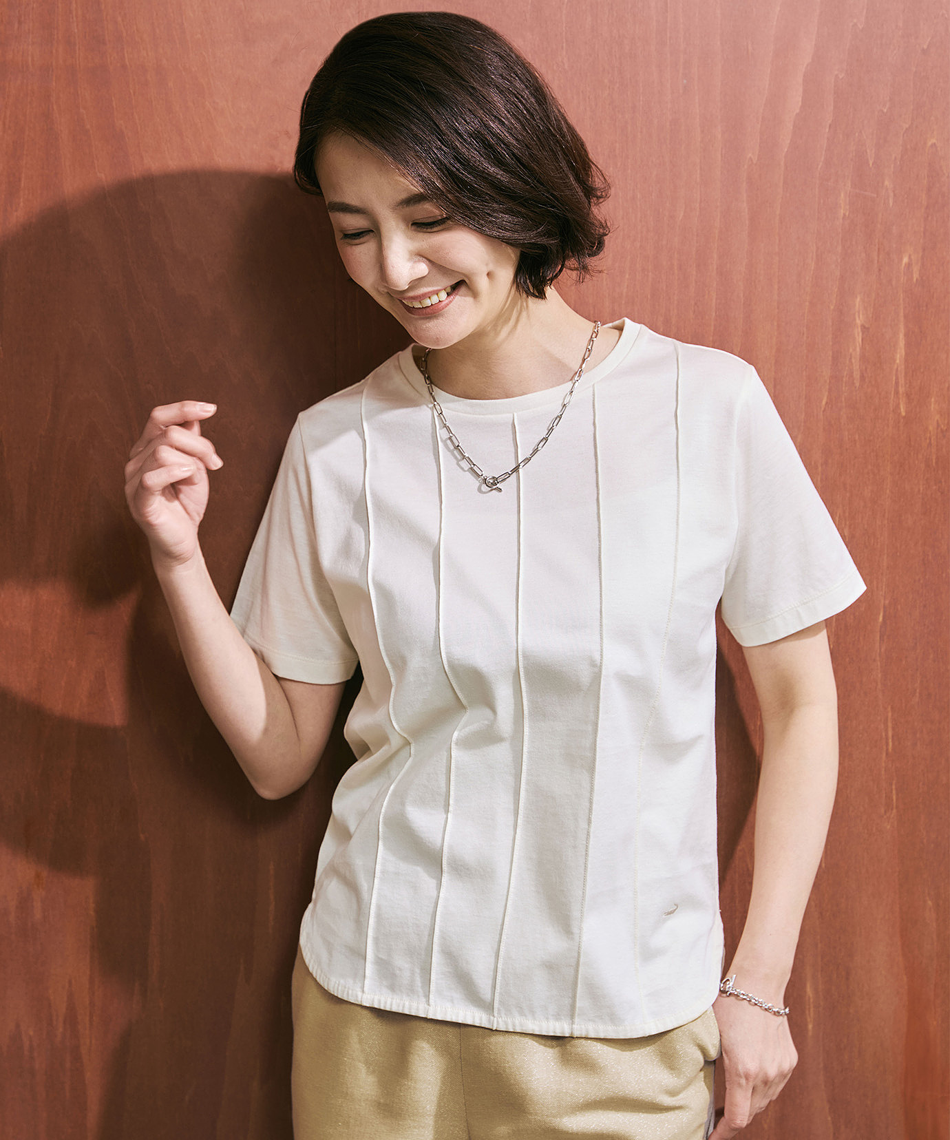レディース ピンタック リッチ Tシャツ通販 [0202-63252
