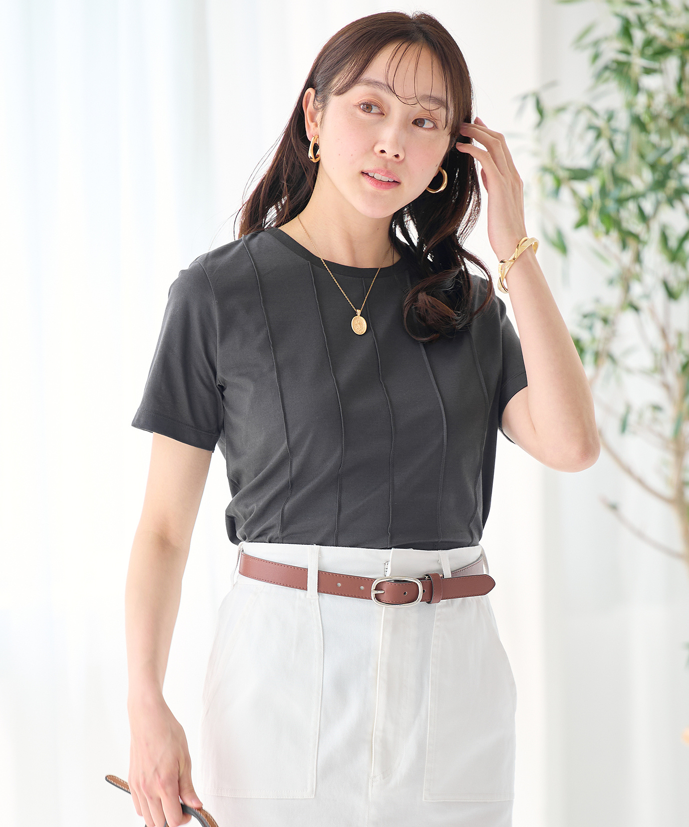 レディース ピンタック リッチ Tシャツ通販 [0202-63252