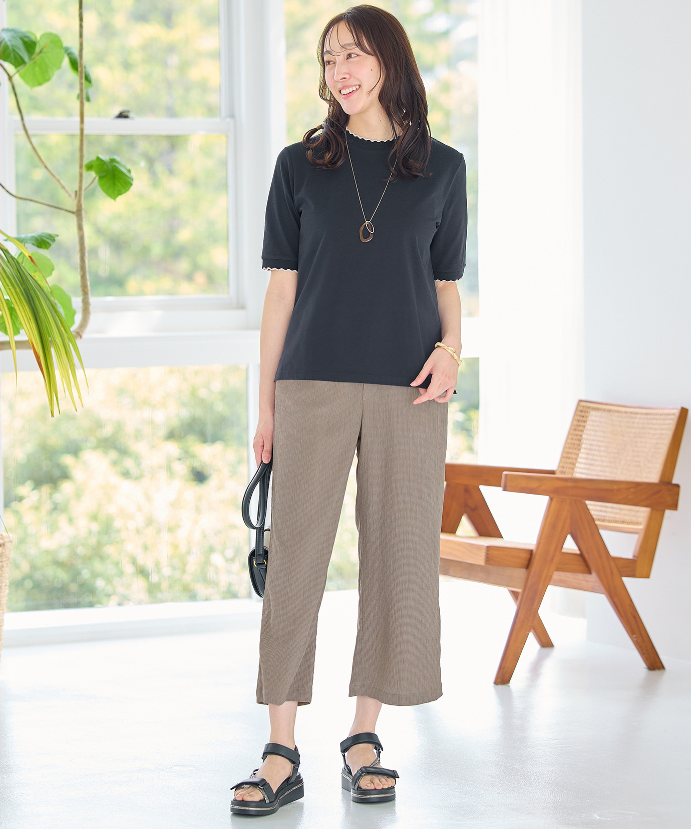 レディース スカラップ リブ Tシャツ通販 [0202-63255] - クロコダイル