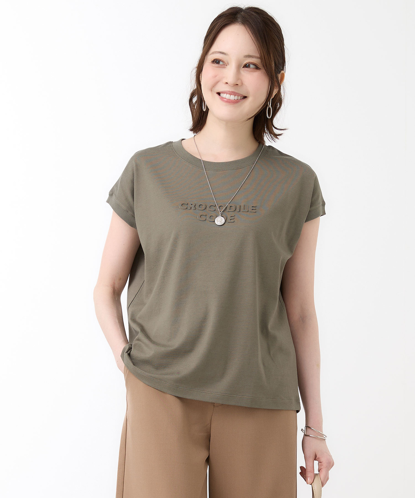 レディース フレンチスリーブ ロゴデザイン Tシャツ通販 [0202-64254