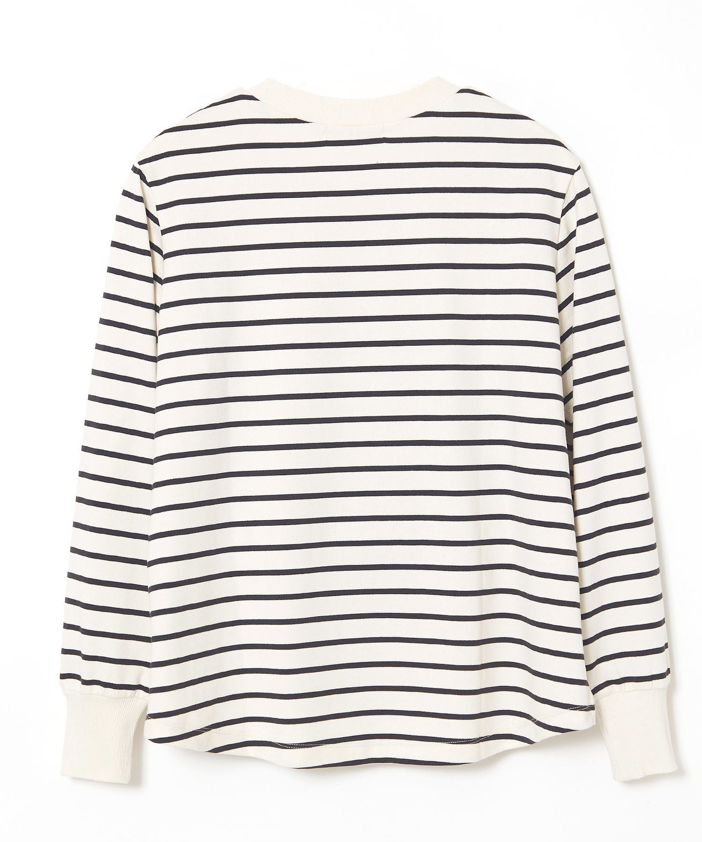長袖カットソー 英字総柄 ボーダー切替 D レディース リブ切り替え ボーダー ロングTシャツ通販 [0202-65255