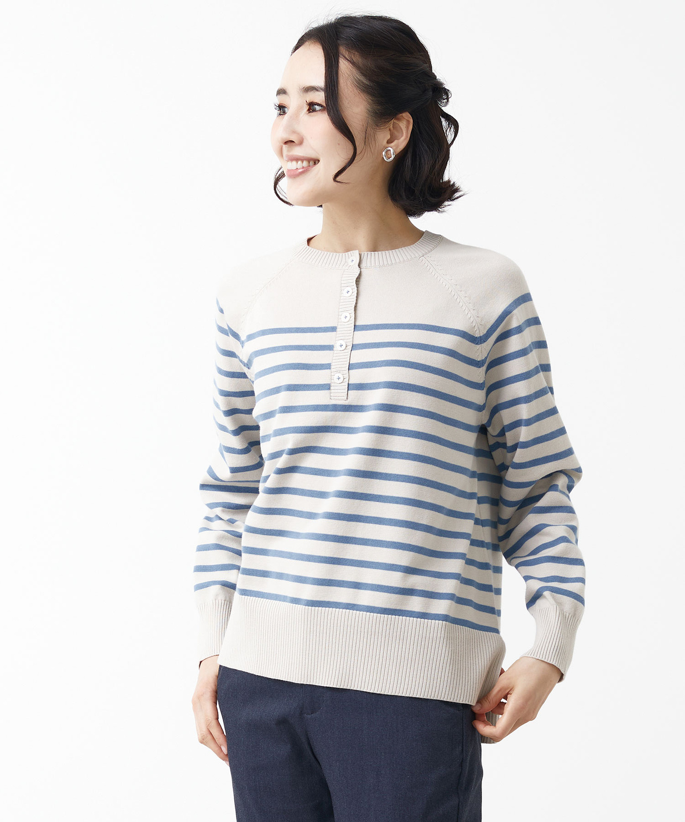 レディース パネルボーダー プルオーバー ニット通販 [0203-51350
