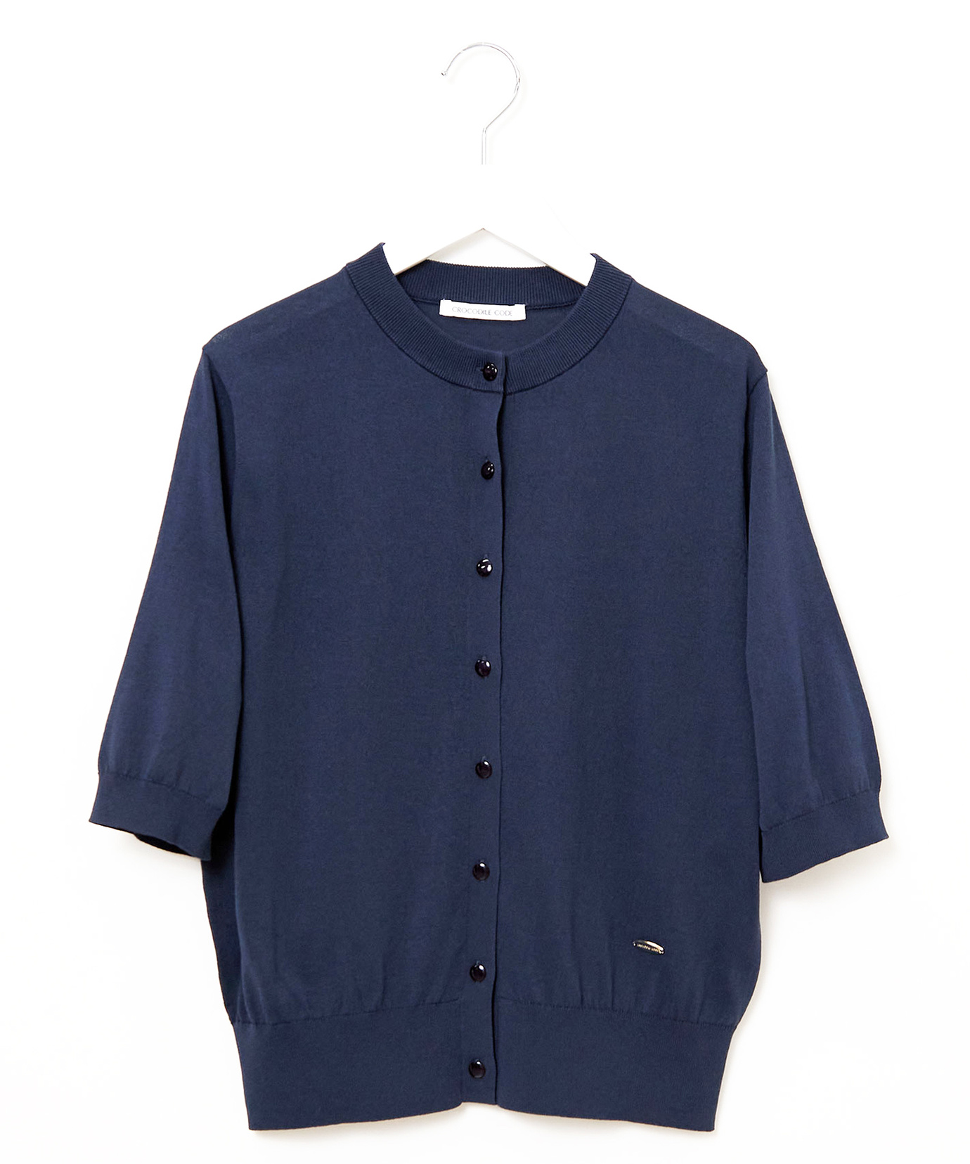 青色 五 分袖 ボタン付きカーディガン ビアズリー 青色 五 分袖 ボタン