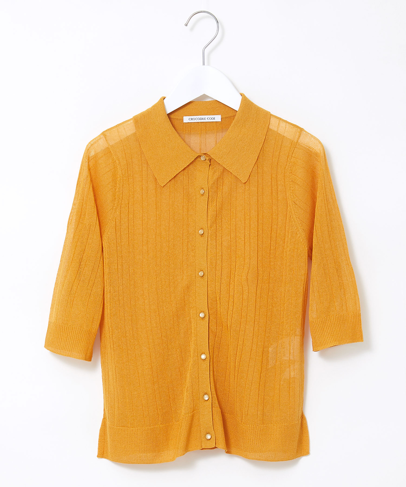 レディース シアー リブ ポロカーディガン通販 [0203-55351