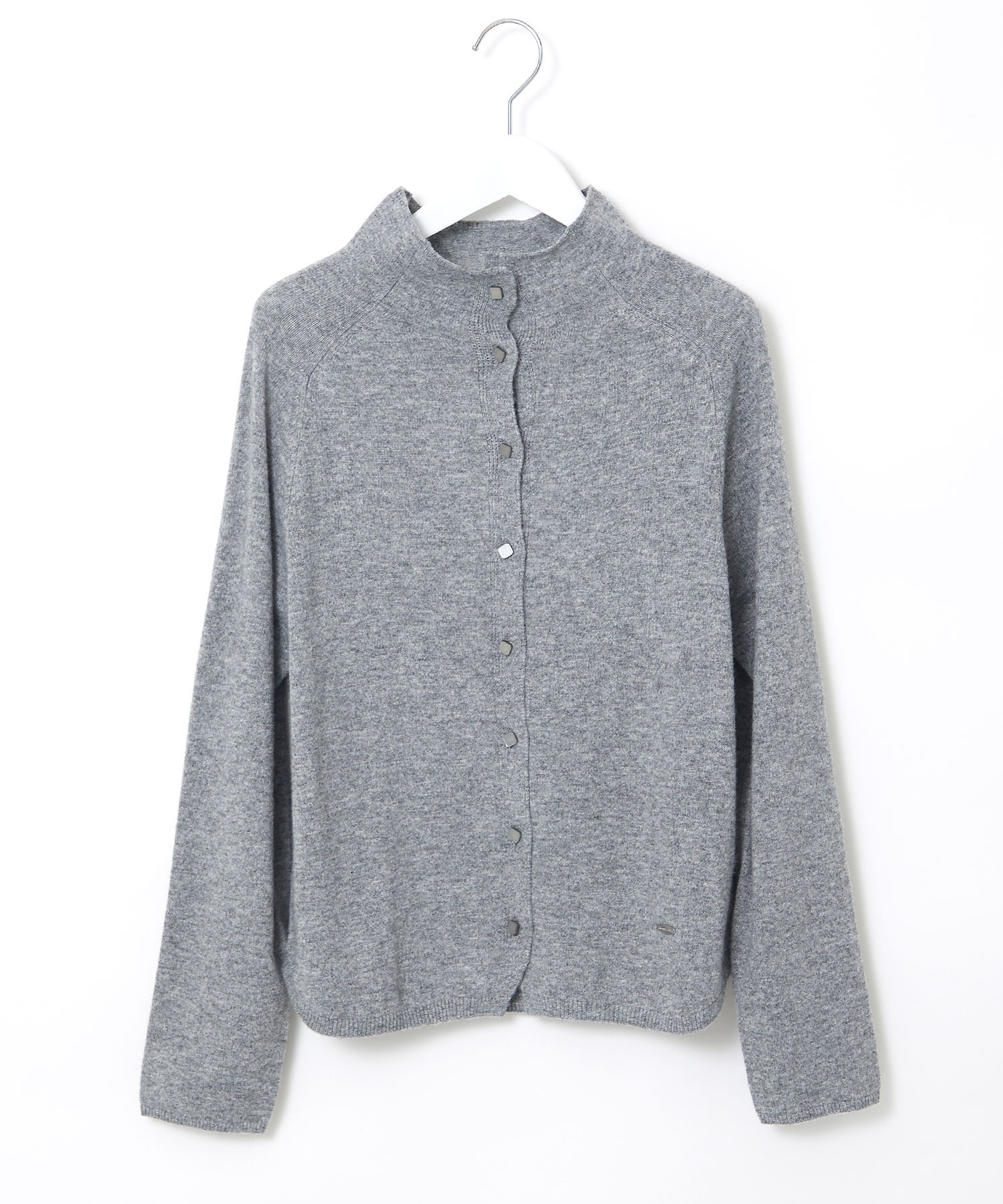 カーディガン　グレー CLASSY．11月号掲載／洗える】ラクーンブレンドダブルフェイス