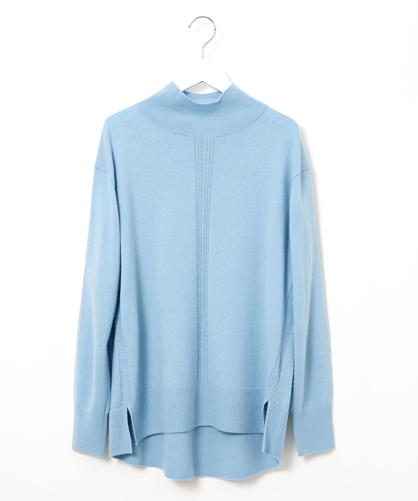 レディース ウールブレンド モックネック ニットチュニック通販 [0203