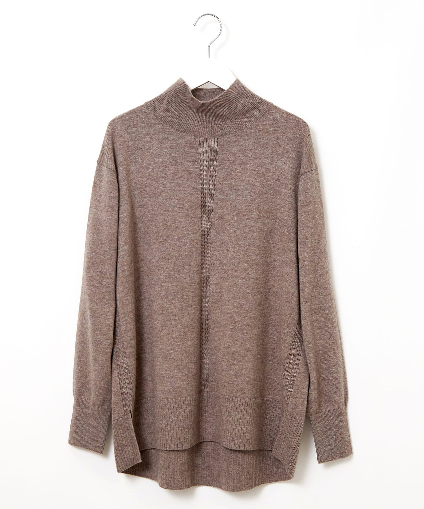 レディース ウールブレンド モックネック ニットチュニック通販 [0203