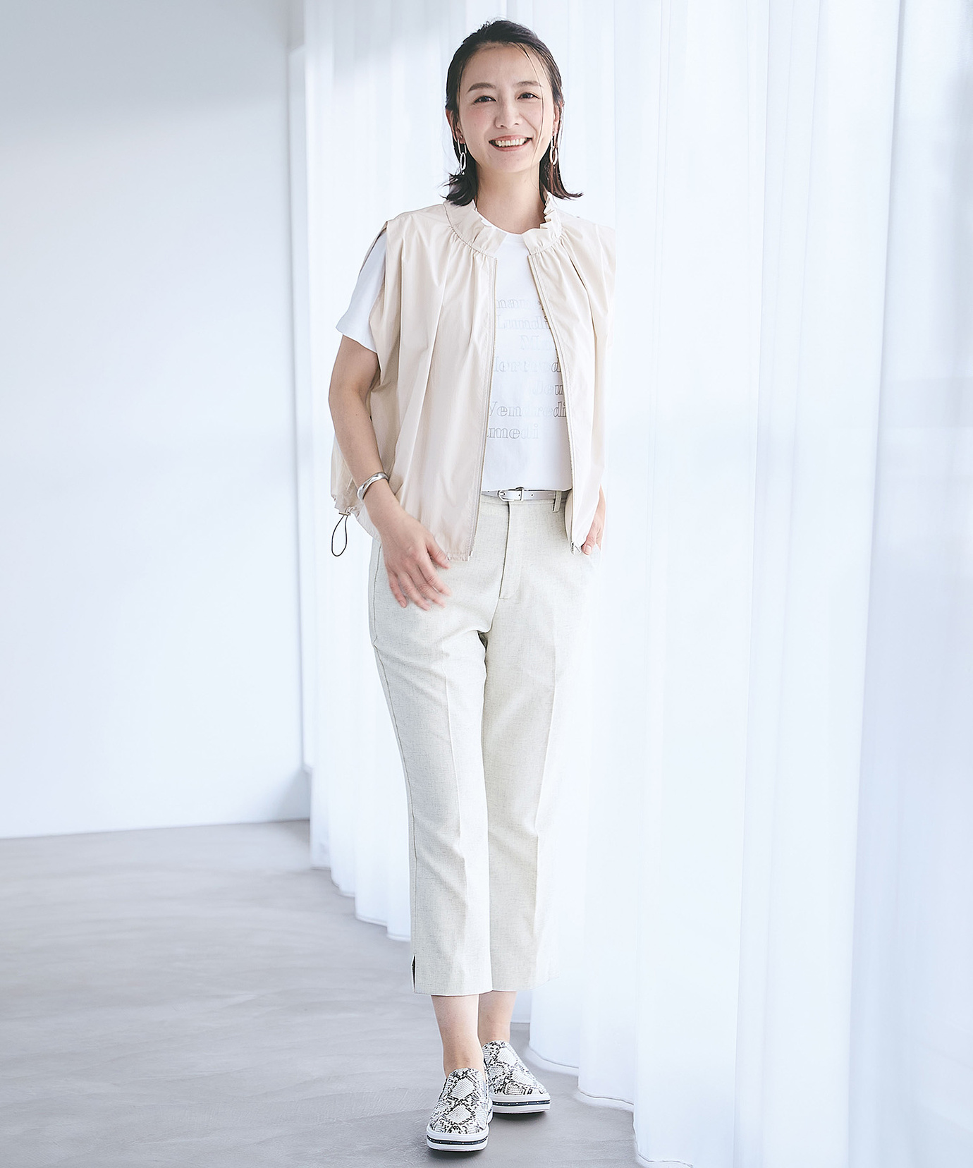 レディース ギャザー ブルゾン ジレ 【手洗いOK】通販 [0204-53454