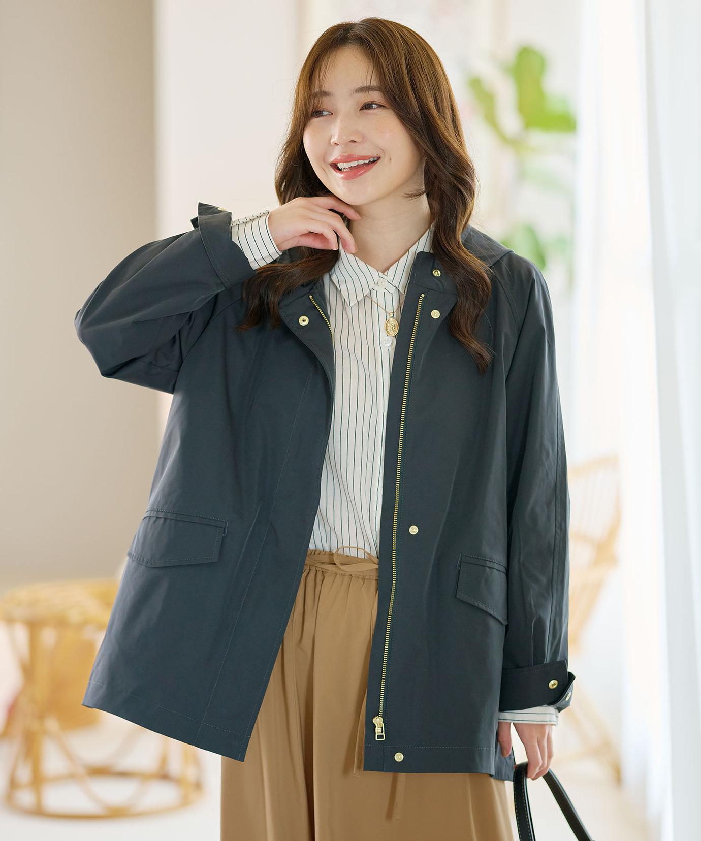 レディース テントシルエット フーディー ジャケット通販 [0204-55452