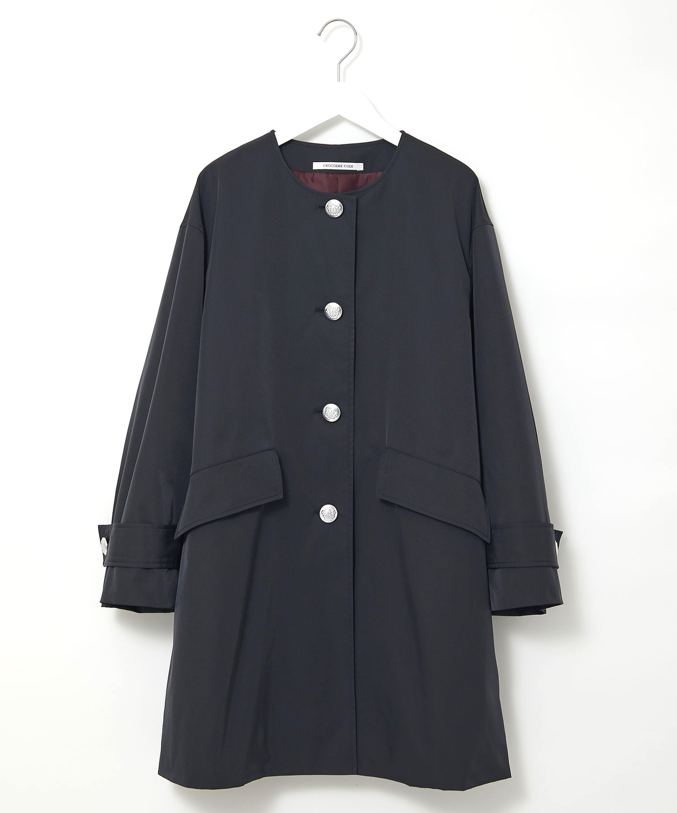 レディース メタルボタン ノーカラー コート通販 [0204-55453