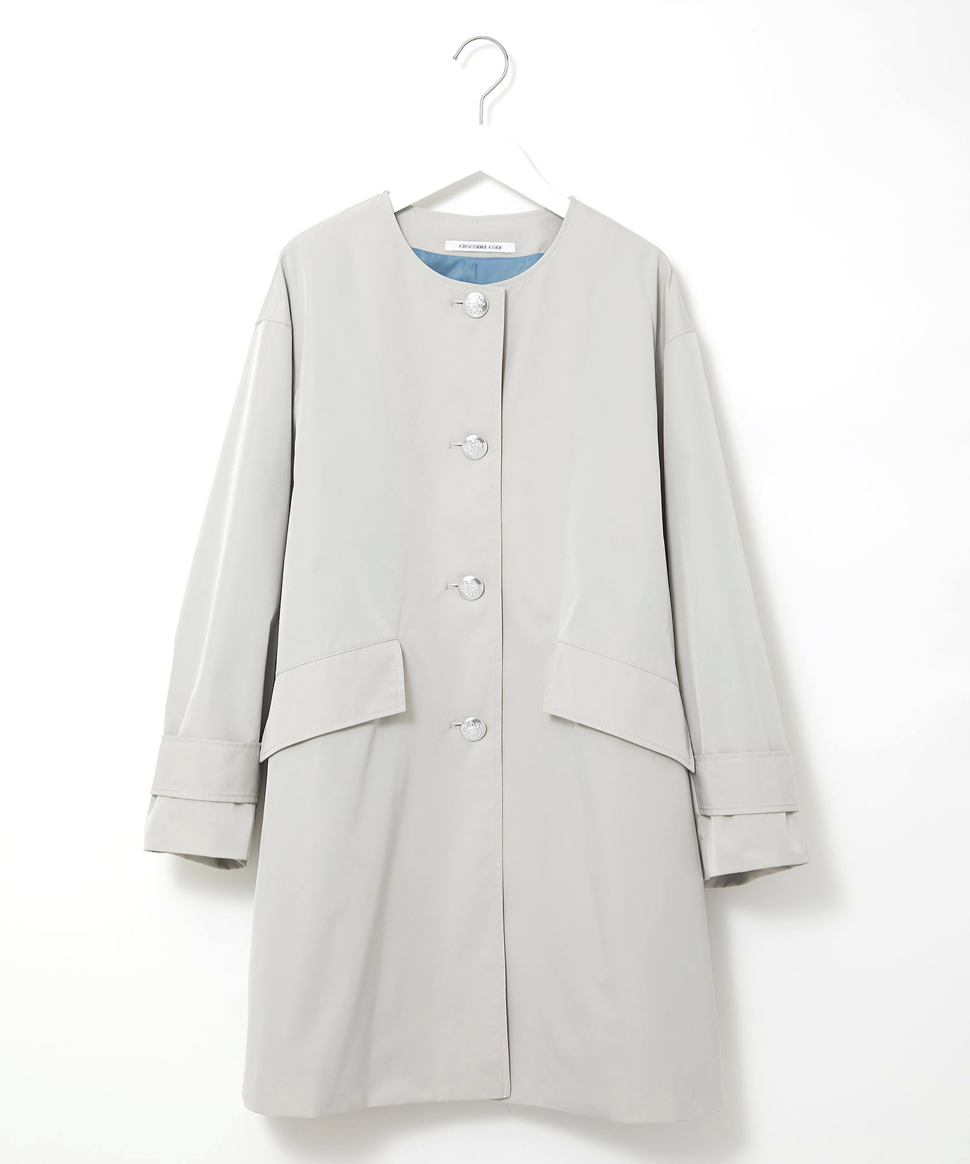 MUVEILメタルボタン ノーカラーコート レディース メタルボタン ノーカラー コート通販 [0204-55453