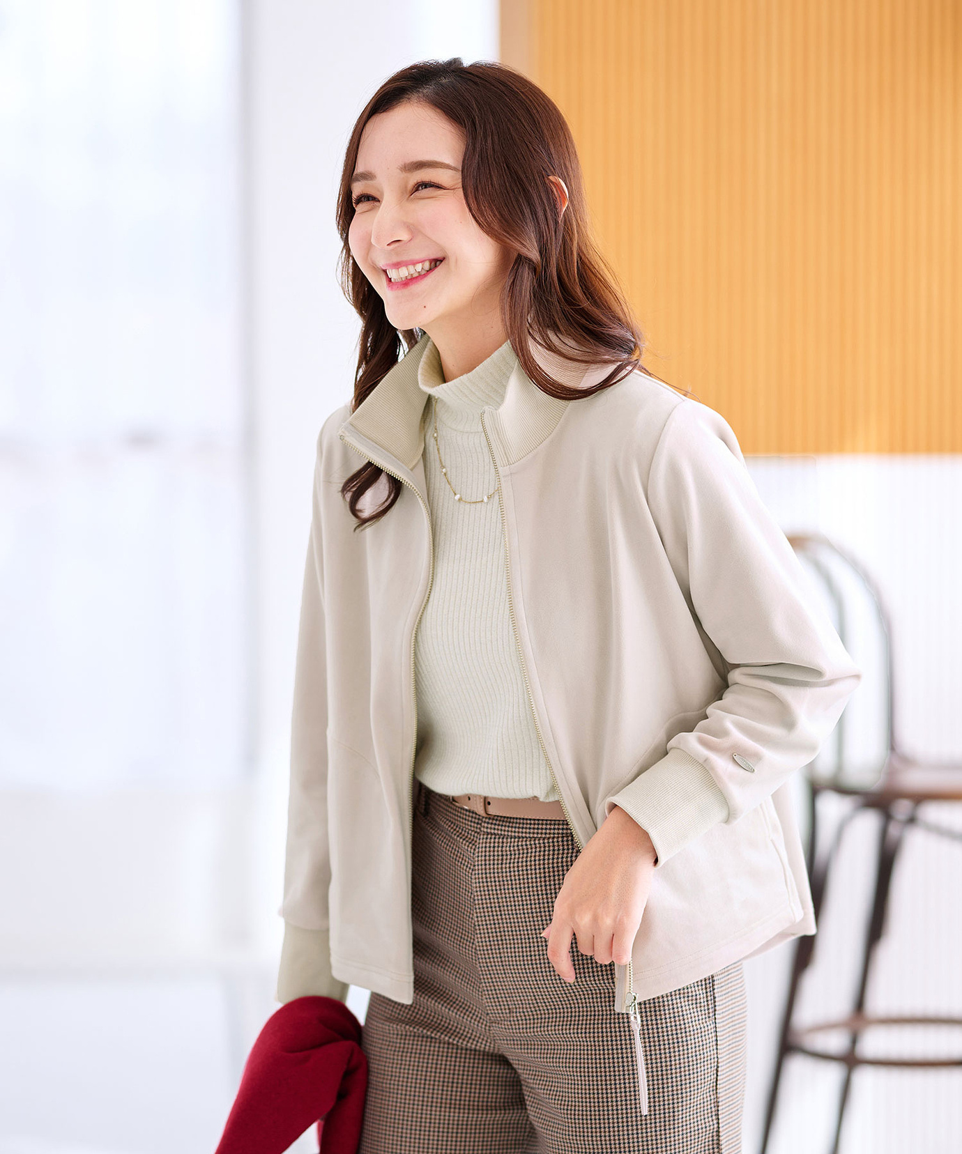 レディース ベロアフリース ハイネック ブルゾン通販 [0204-55458