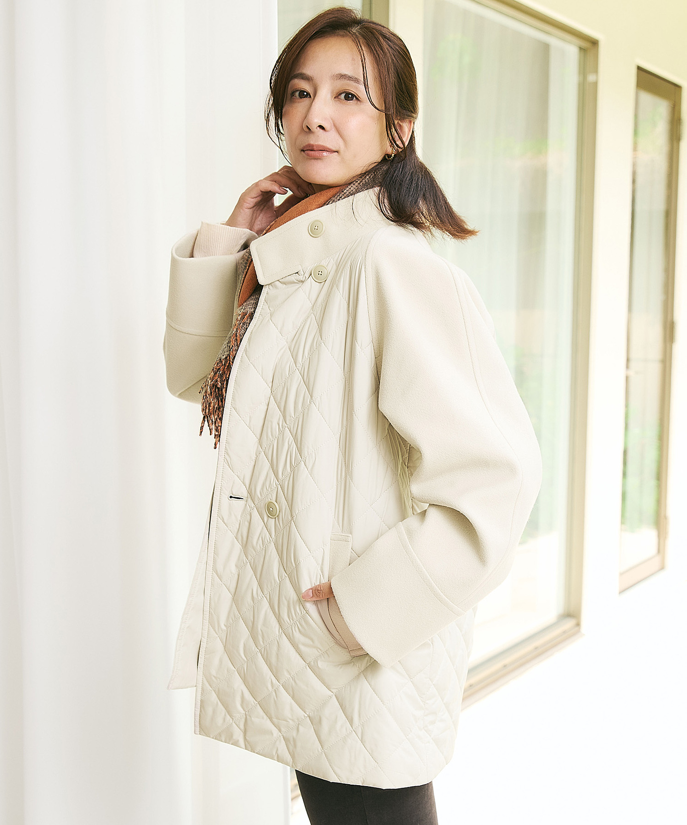 レディース 異素材 中綿キルティング ジャケット通販 [0204-57452